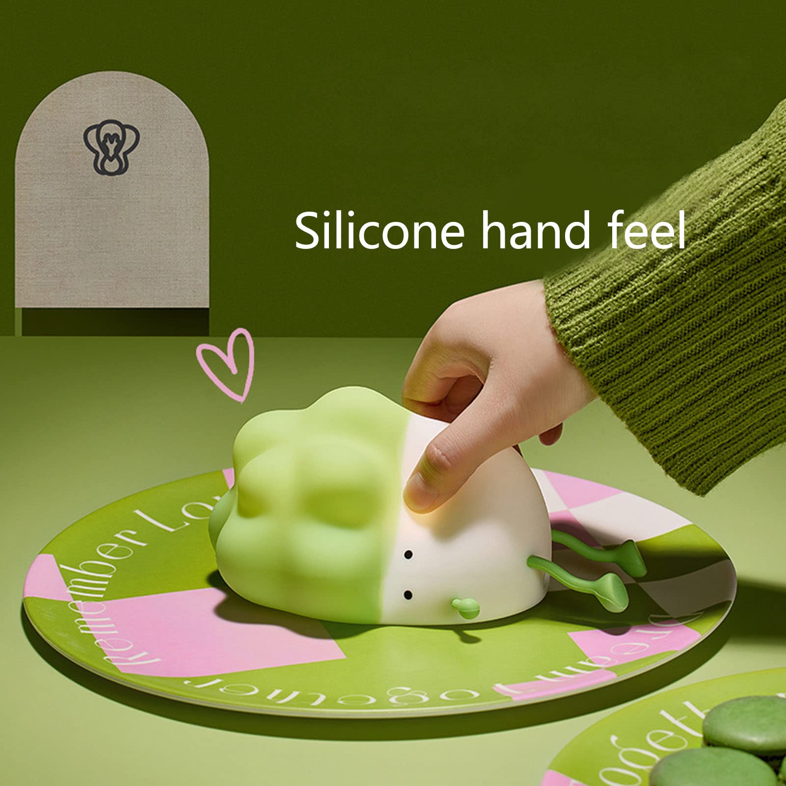 Rechargeable Cabbage-Shaped Silicone Night Light - Cartoon Vegetable Phone Holder & Stress Relief Lamp for Bedroom Decor (Green) | Perfect for Kids' Rooms, Nursery Nightlight & Bedside Table Decor