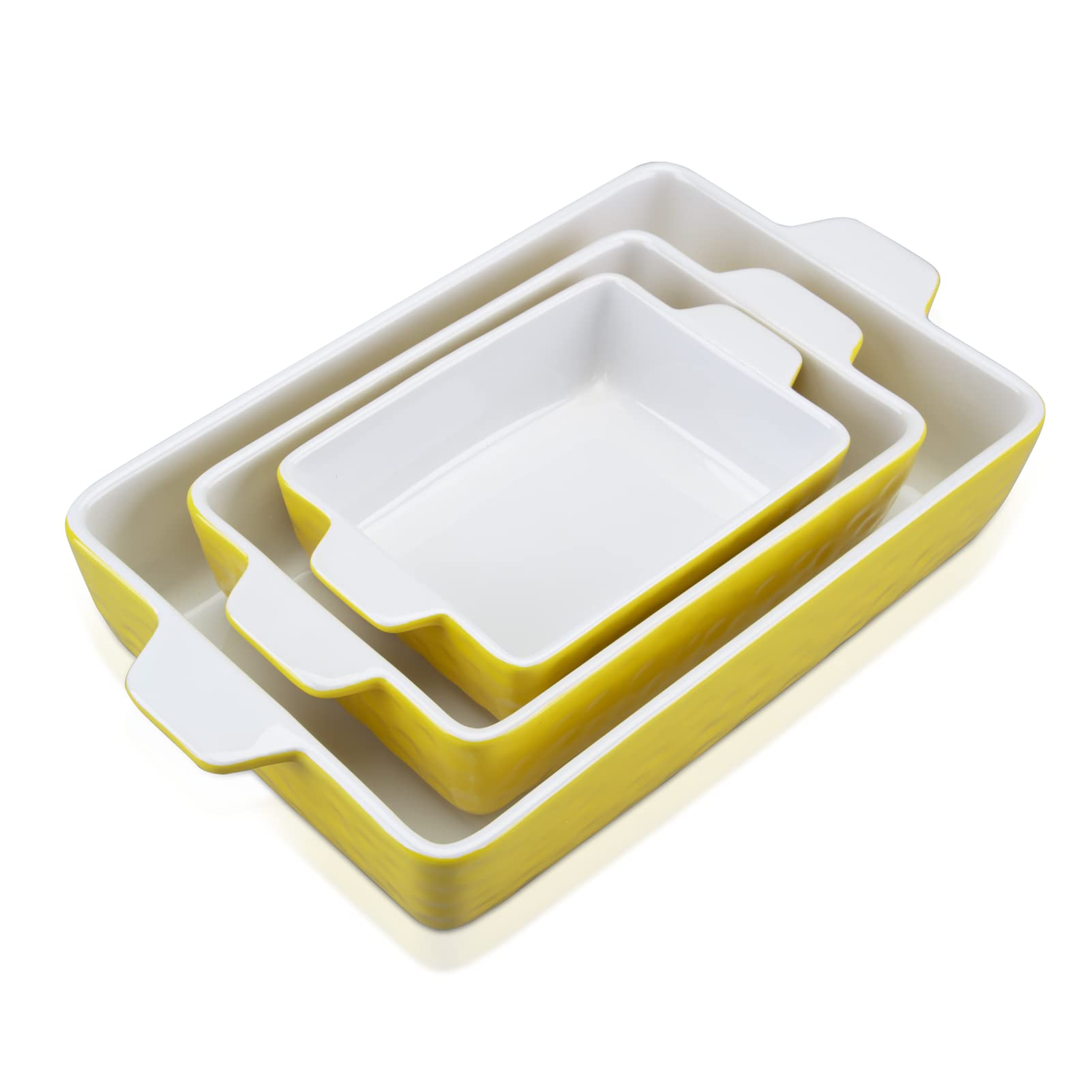 Cibeat 3-Piece Ceramic Bakeware Set - Rectangular Baking Pans for Cake, Lasagna & Casserole (11.7