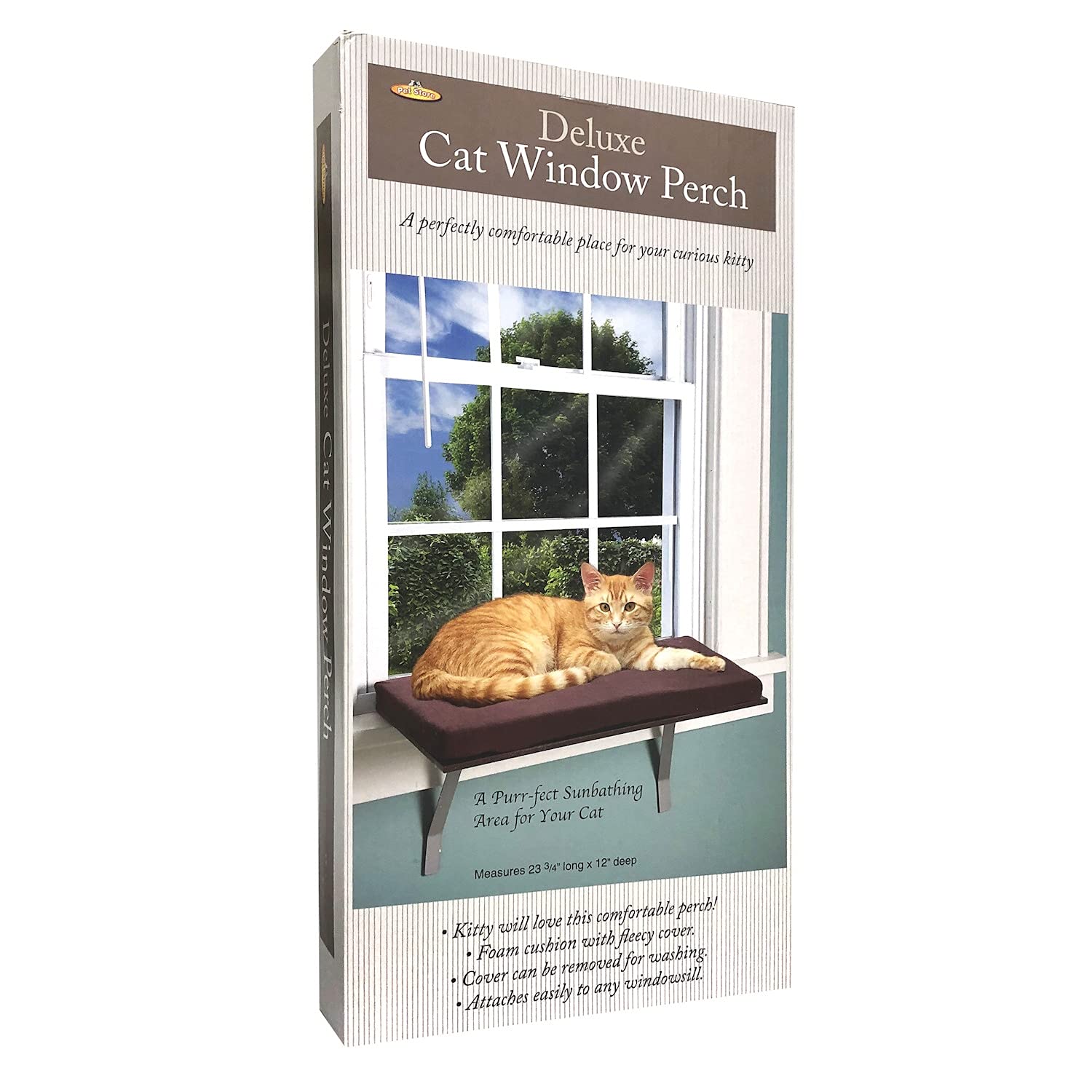Sunny Kitty Window Perch Seat - Cozy Fleece Foam Cushion with Washable Cover for Cats | Perfect Window Sill Shelf for Cat Napping & Bird Watching