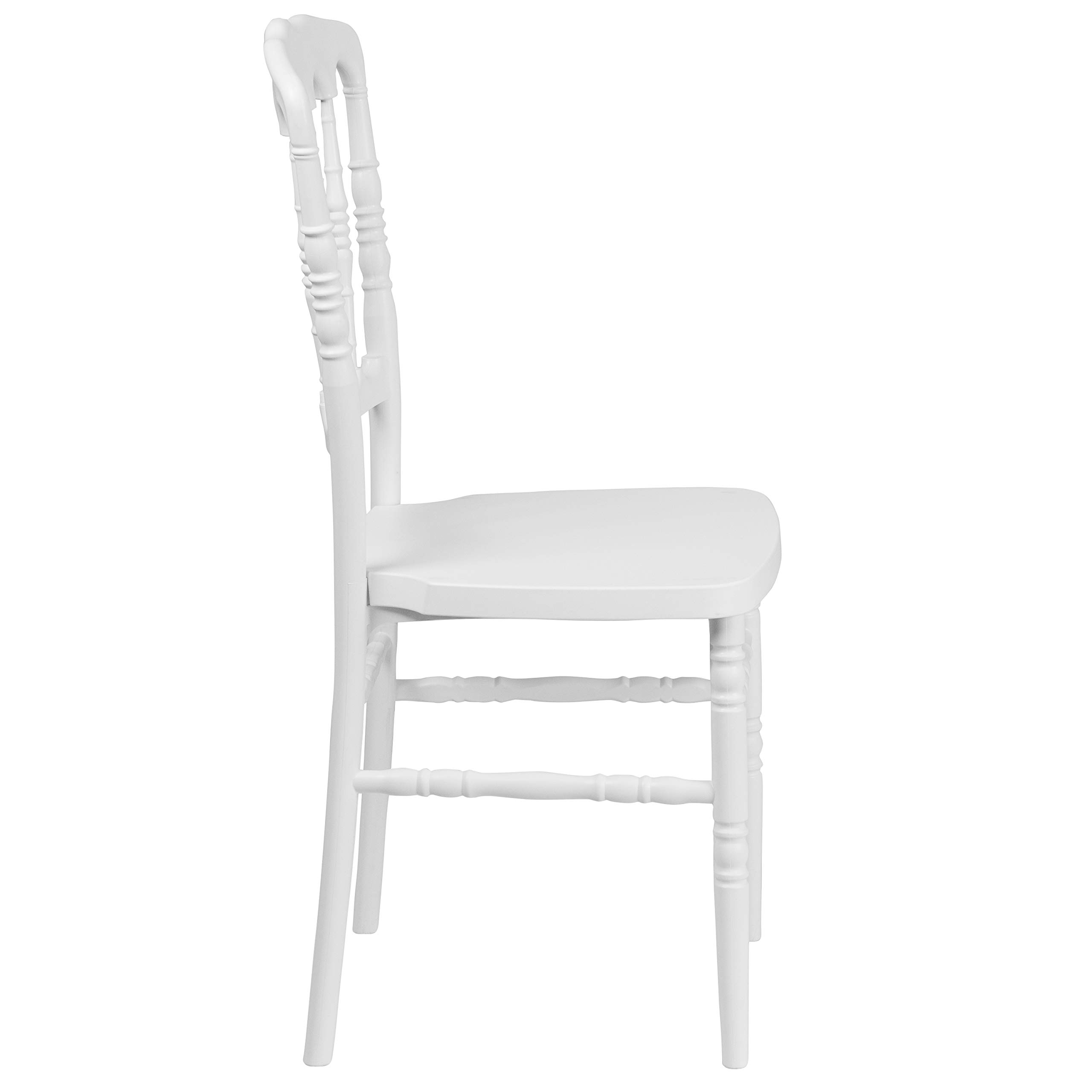 Flash Furniture HERCULES Series White Resin Stacking Napoleon Chair - Heavy Duty Indoor/Outdoor Stackable Chairs for Patio, Restaurant, Banquet & Event Seating