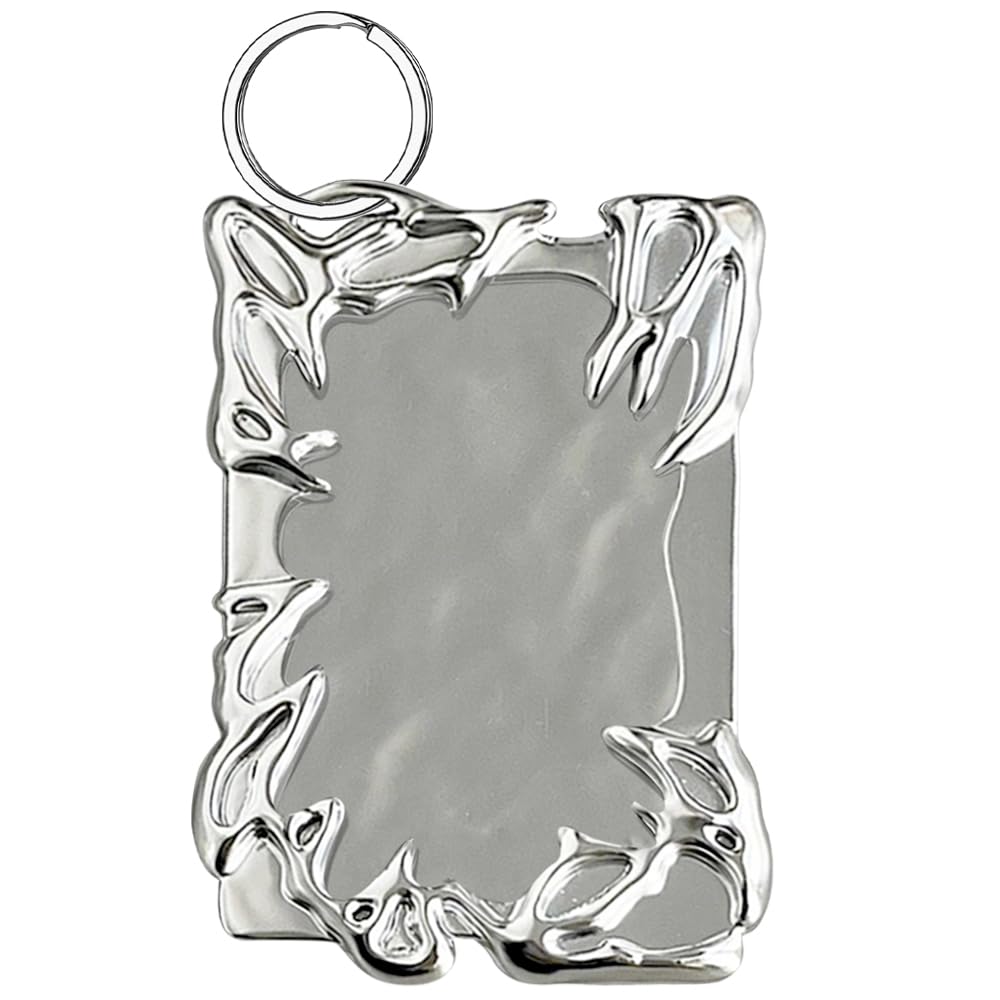 Silver Plated Y2K Photocard Holder Keychain - Electroplated Plastic Frame for ID Badges, Student Cards & Office Supplies | Perfect for School, Work & Collectibles