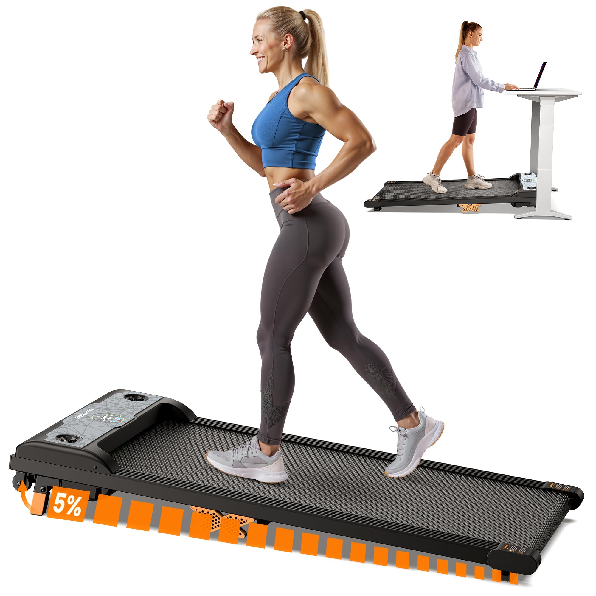 3-in-1 Under Desk Treadmill with Incline - Portable Walking & Jogging Machine with Remote Control, LED Display & Safety Switch - Compact Home Office & Gym Equipment for Workouts While Working