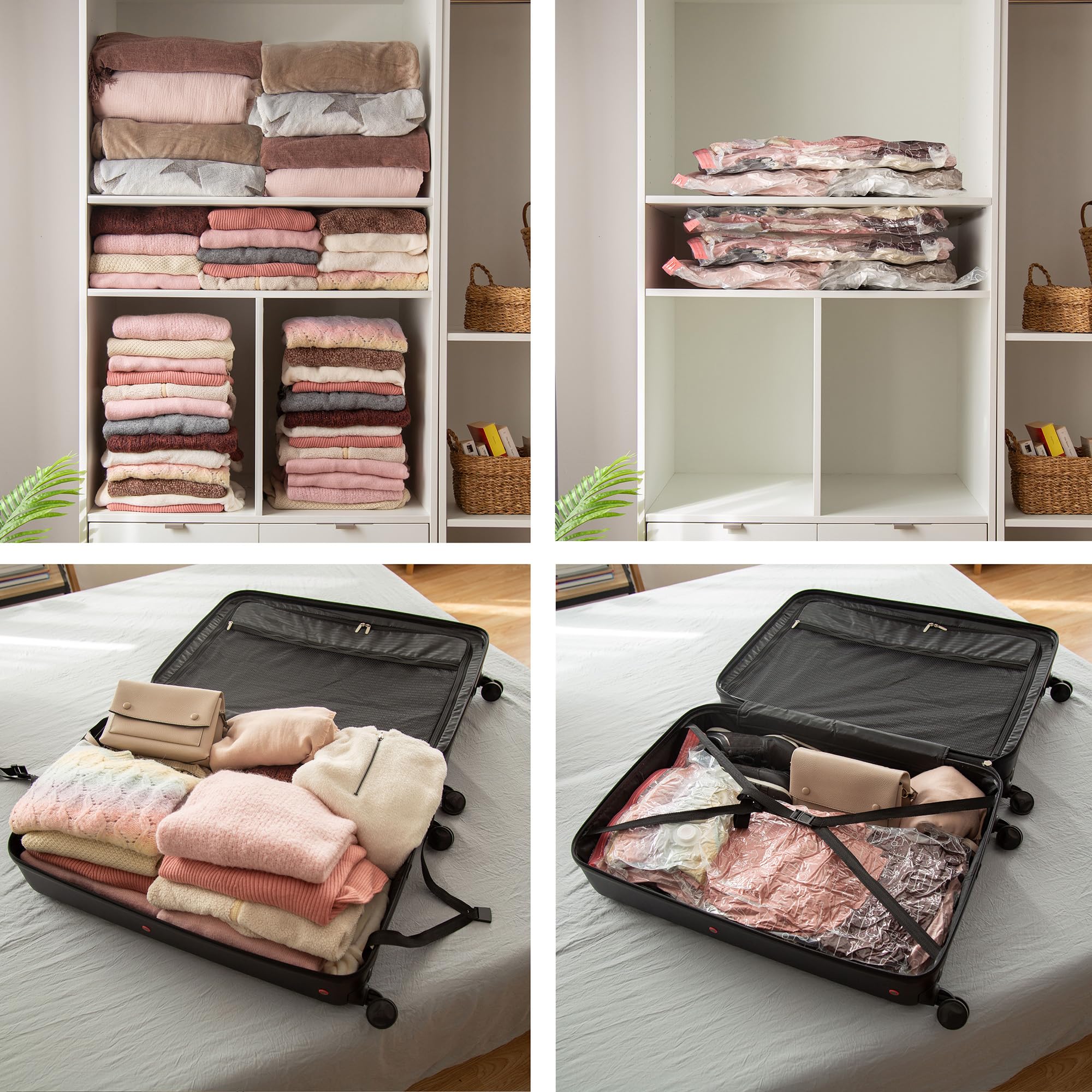 Vacuum Storage Bags for Clothes, Space Saving Compactor Bags (Medium, Transparent) - Perfect for Travel, Seasonal Storage & Moving