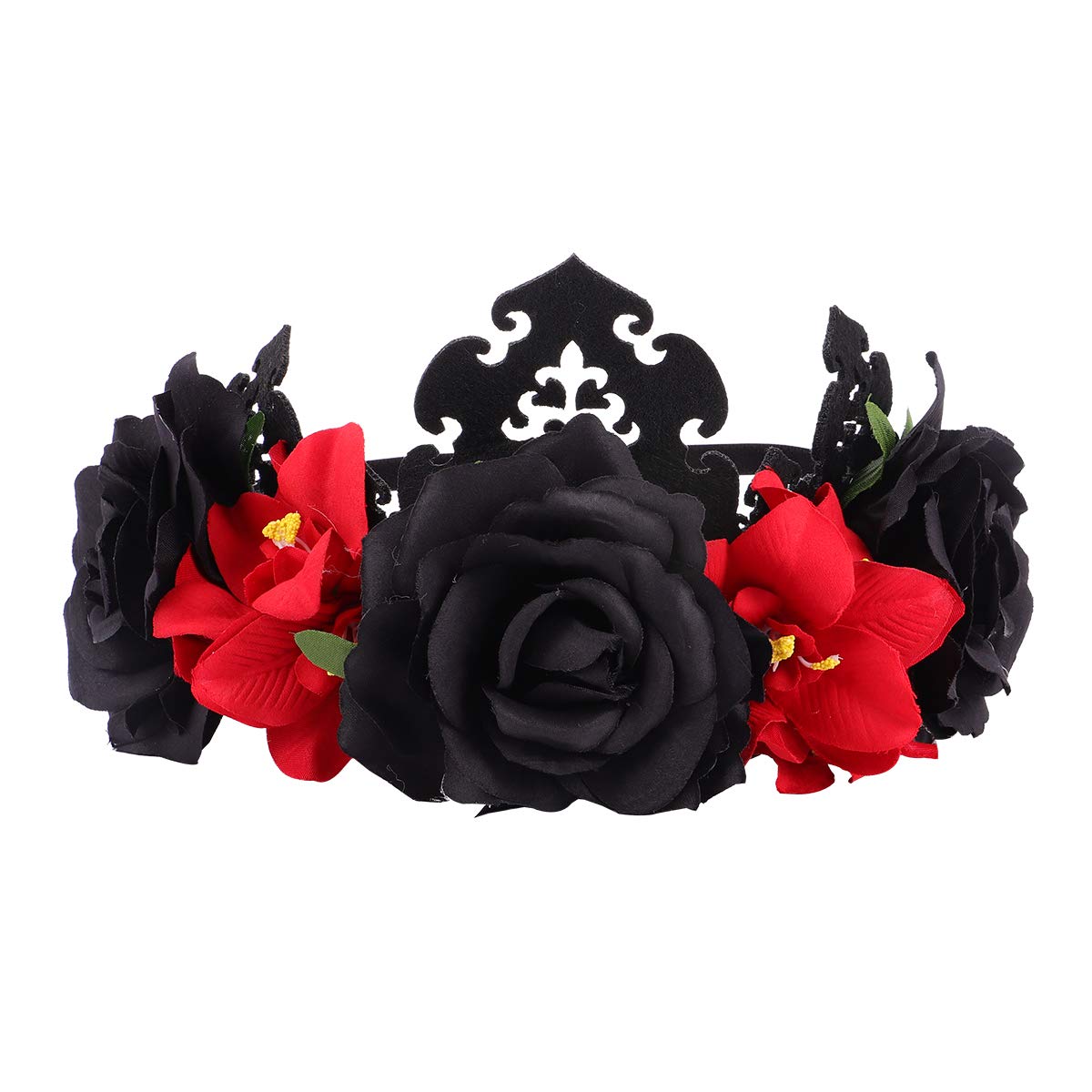 Lurrose Vintage Halloween Rose Flower Crown - Dia de Los Muertos Floral Headband for Day of The Dead Costume, Party, Festival & Cosplay Accessories