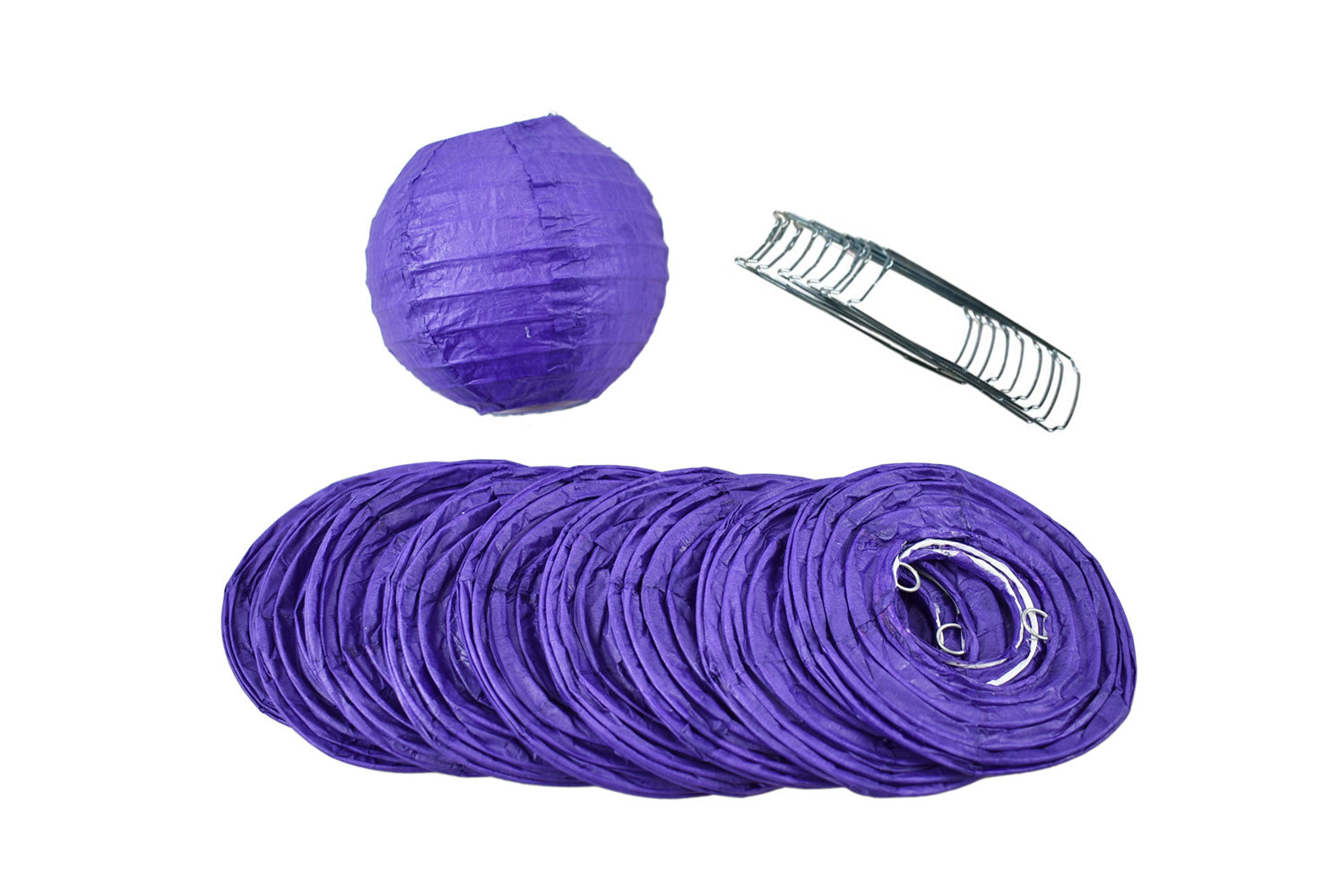 10 Pack Royal Purple Round Paper Lanterns with Even Ribbing - Hanging Party Decorations for Weddings, Birthdays & Home Decor (String Lights Sold Separately)