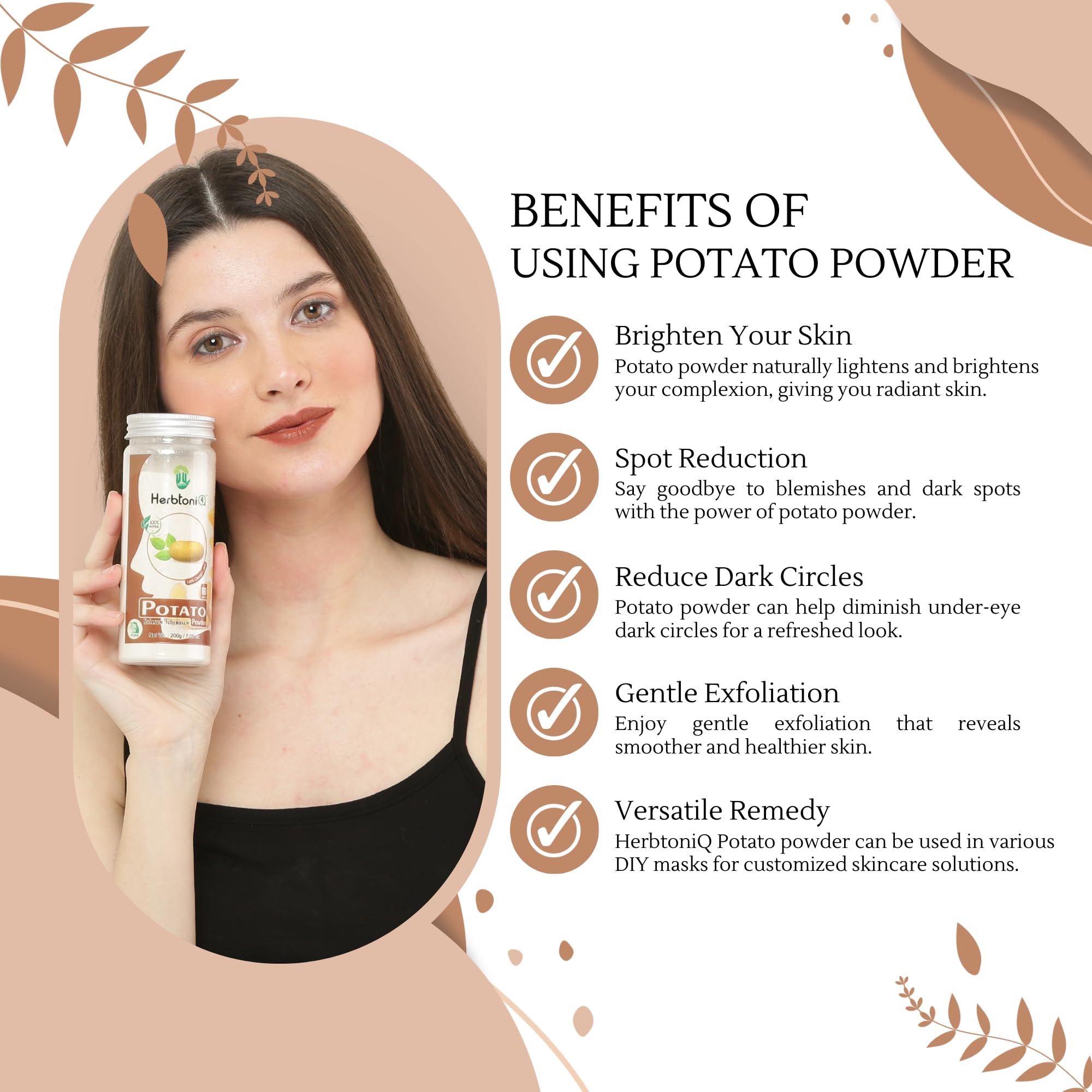 HerbtoniQ Potato Powder & Kaolin Clay Multani Mitti Face Pack | Natural Skin Brightening, Acne & Pimple Treatment | DIY Glowing Face Mask, Scrub, Body Pack | Pure & Chemical-Free | Unisex Skincare Set (550g) | Perfect for Daily Skincare Routine & Spa Treatments