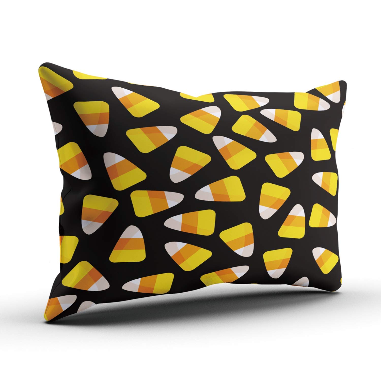 **Halloween Candy Corn Decorative Pillowcase - 12x20 Inch Lumbar Throw Pillow Cover with One-Side Print - Perfect for Spooky Home Decor, Seasonal Sofa & Couch Accents**