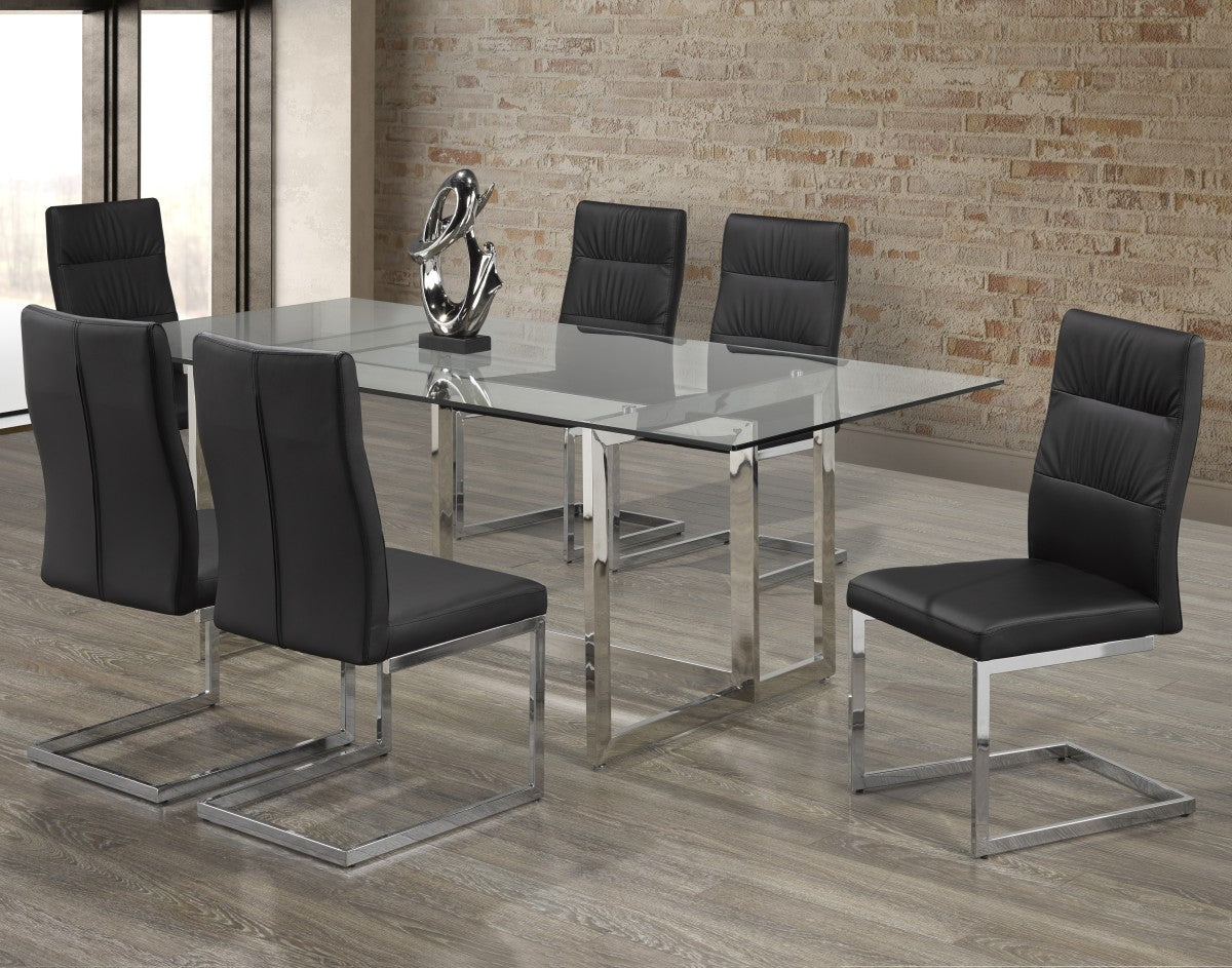 7-Piece Modern Black Dining Table Set - Elegant Kitchen & Dining Room Furniture for Family Gatherings & Dinner Parties