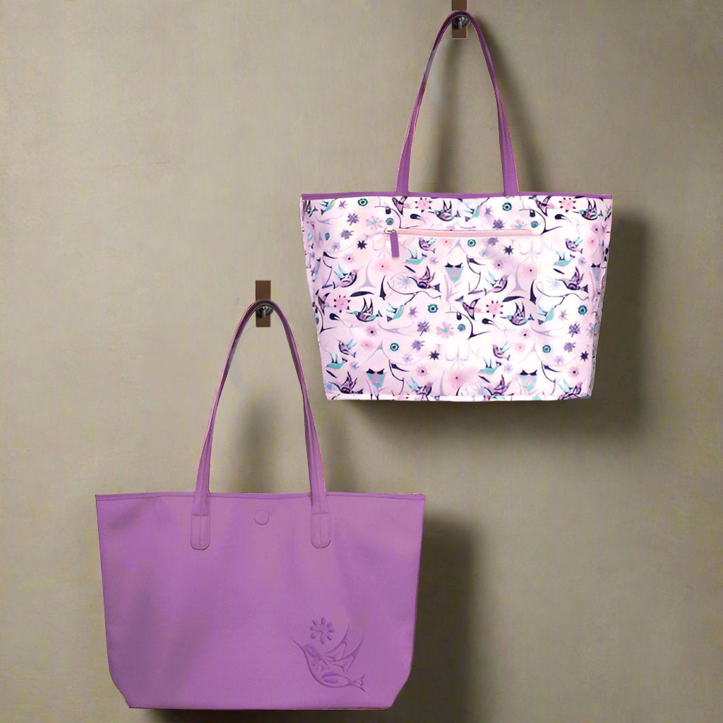 Reversible Hummingbird Tote Bag for Women - Lightweight Eco-Friendly Canvas Shoulder Bag - Perfect for Shopping, Beach & Daily Use