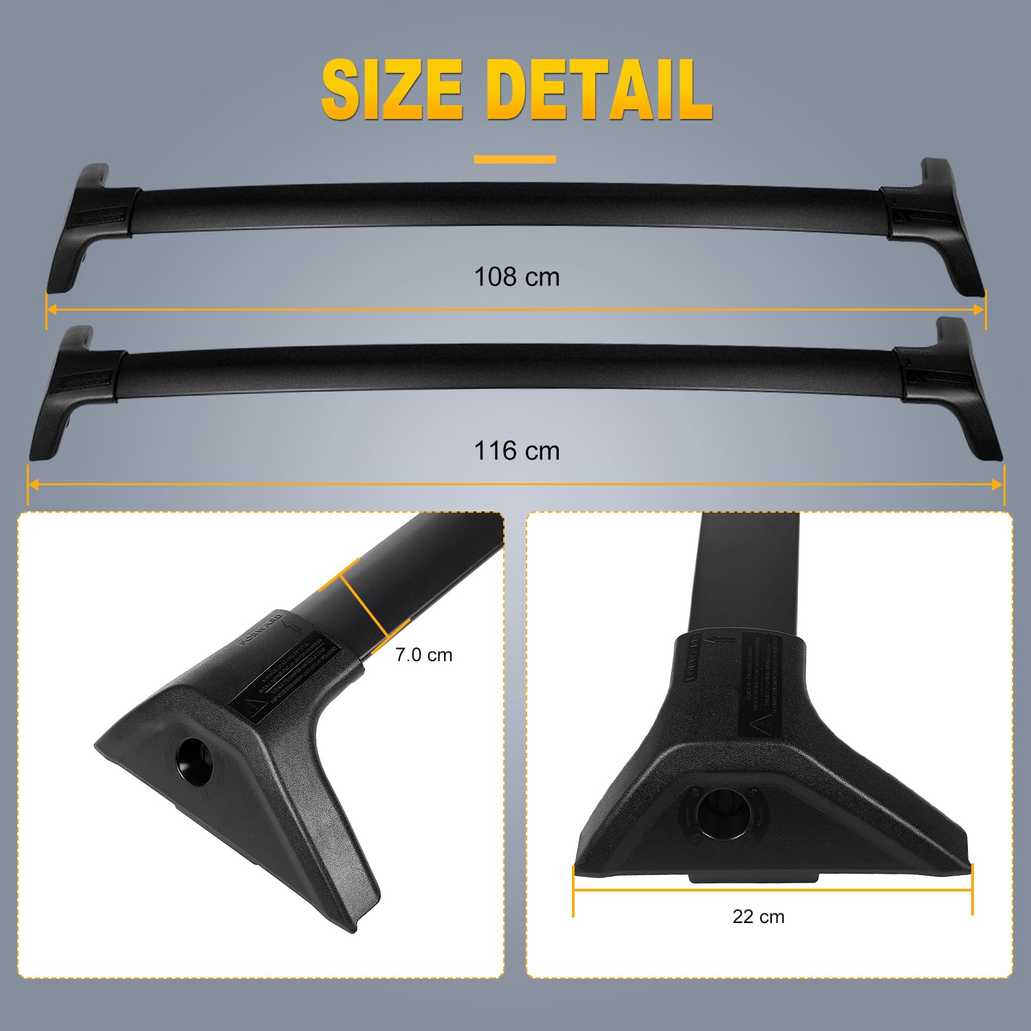 OCPTY Universal Cross Bars Roof Rack - Compatible with Toyota RAV4 2019-2020 Models - Heavy Duty Luggage Racks for Cargo Carrier, Kayak, Canoe, Bike, Snowboard & Ski - Perfect for Road Trips & Outdoor Adventures