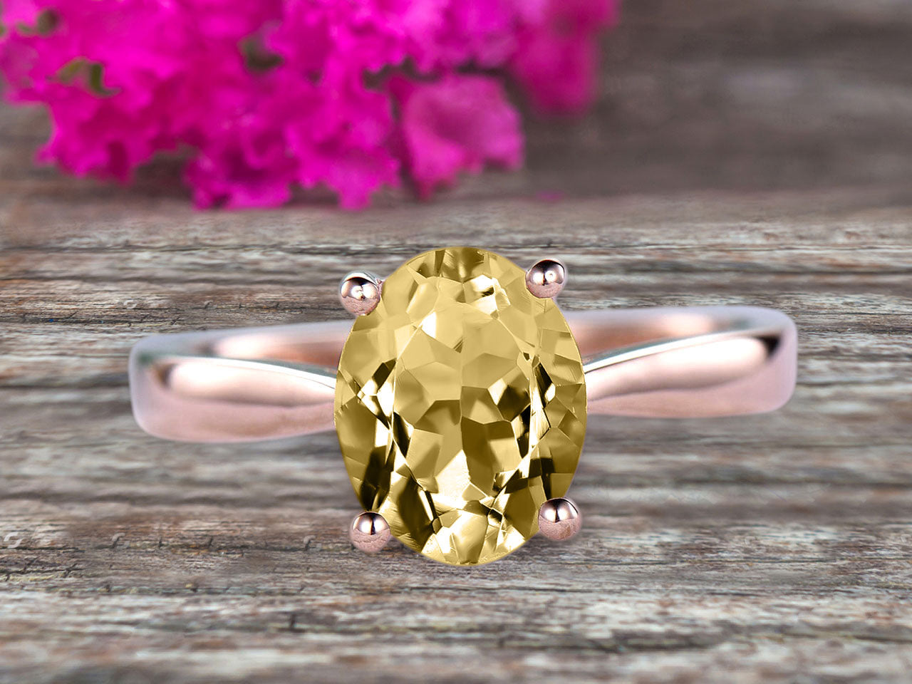1 Carat Oval Cut Champagne Moissanite Engagement Ring - 10k Rose Gold Solitaire Promise Ring for Women - Perfect for Bridal, Wedding, Anniversary & Proposal Gifts