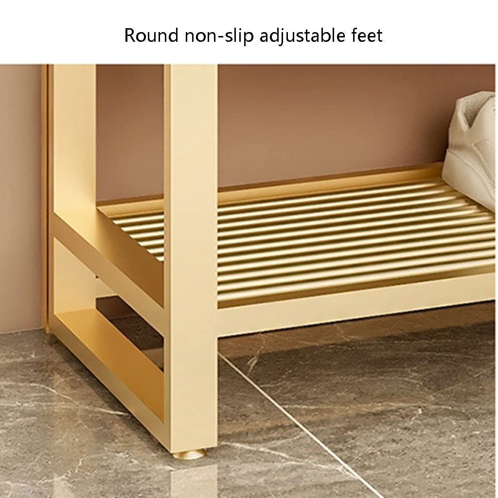 3-in-1 Hall Tree Coat Rack with Shoe Bench & Storage Shelf - Heavy Duty MDF Entryway Organizer with Metal Frame & Hooks - Gold Grey 100x47x160cm - Perfect for Hallway, Bedroom, Dorm & Small Space Organization