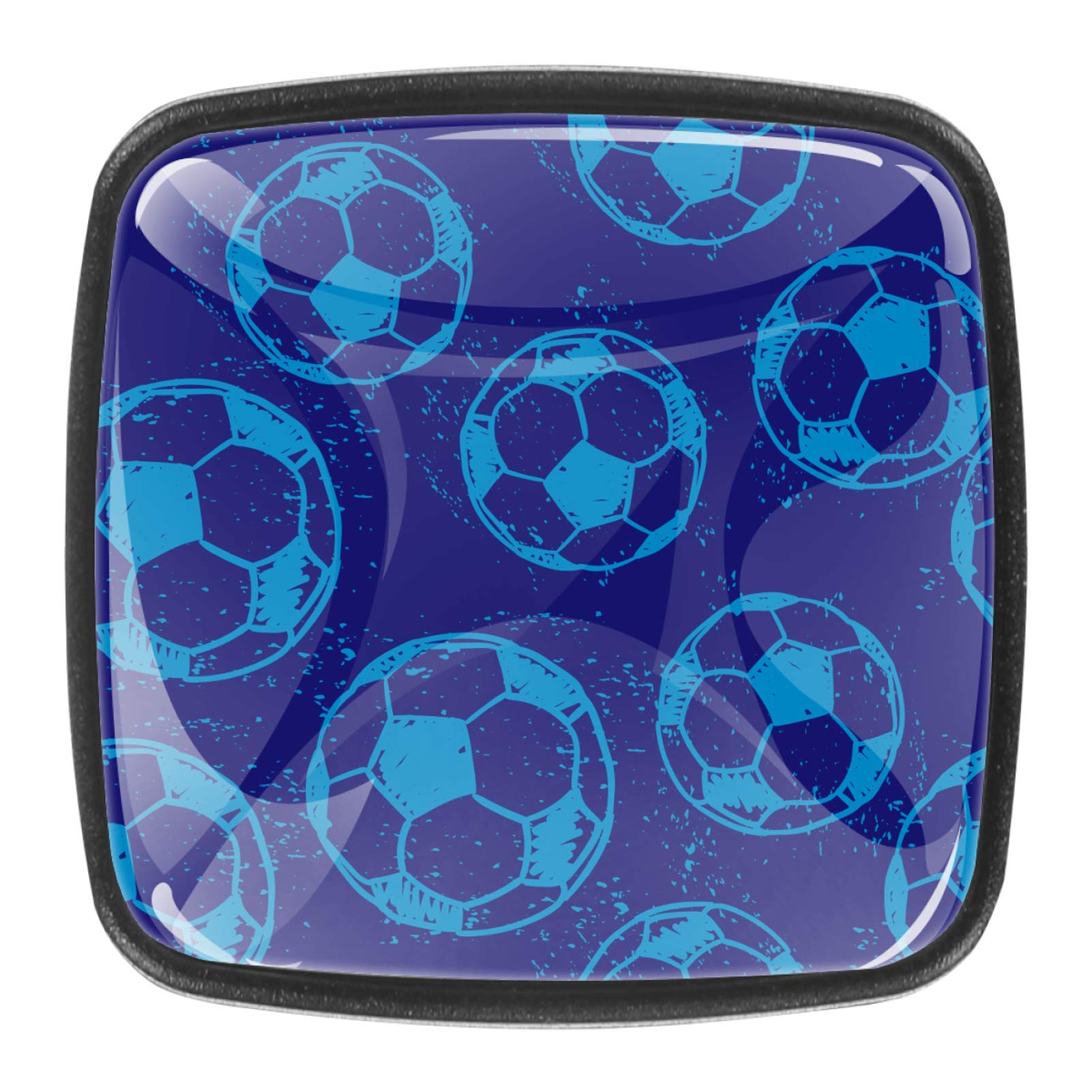 4 Pack Blue Soccer Ball Cabinet Knobs - Kitchen Cupboard Handles, Dresser Drawer Pulls, Door Knob Hardware with Screws - Perfect for Kids' Room, Sports Themed Decor & DIY Furniture Upgrade