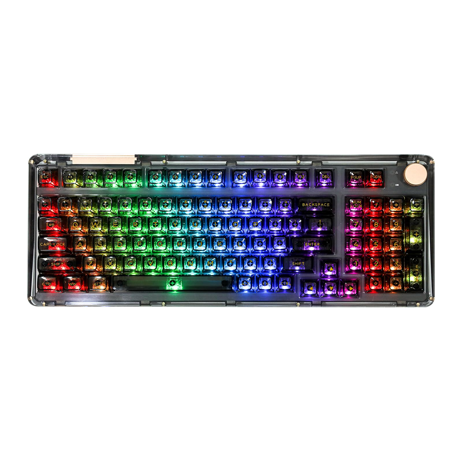 KiiBoom Phantom 98 Hot Swappable Crystal Gasket-Mounted Mechanical Keyboard - Triple Mode Wireless (2.4G/Bluetooth/USB) NKRO Gaming Keyboard with South-Facing RGB Backlit, Clear Keycaps, 8000mAh Battery for Windows/Mac - Perfect for Gaming, Typing & Office Work (Black)