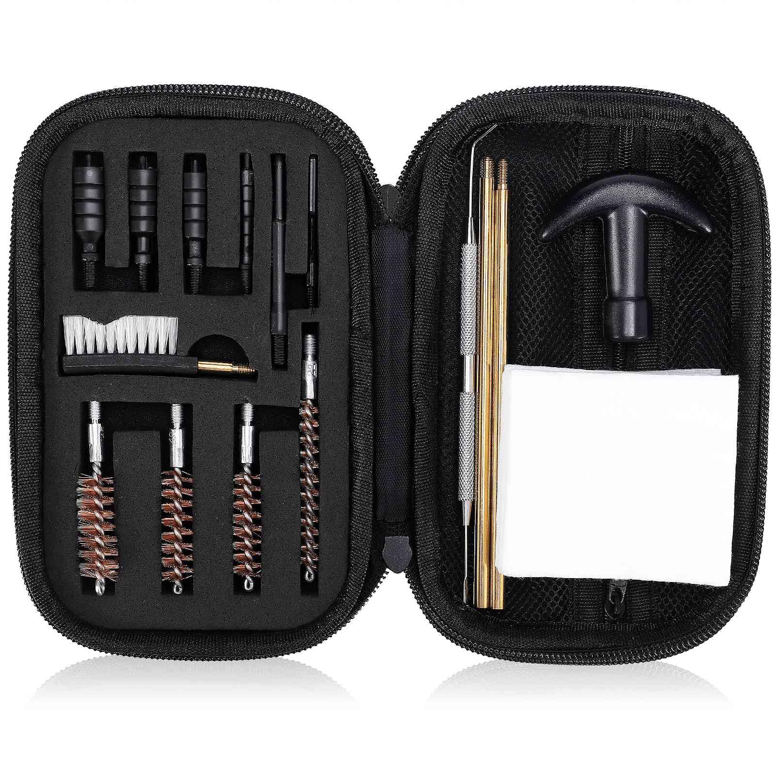 Universal Handgun Cleaning Kit for CZ vz.82 & CZ 83 9×18mm Makarov Pistols - Bronze Bore Brush, Metal Jags Tips, Compact Zippered Case - Perfect for Home Maintenance & Range Cleaning