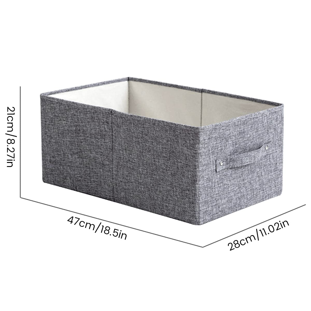 Foldable Cotton Linen Closet Storage Box with Handle - Washable Drawer Organizer for Underwear, Scarves, Dress Pants & T-Shirts (Grey, Large) - Perfect for Bedroom, Closet & Travel Storage Organization