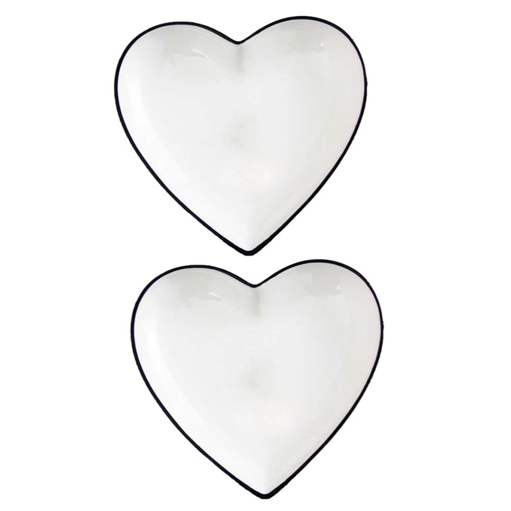 Heart-Shaped Ceramic Sauce Dishes 2-Pack - Sushi Dipping Bowls & Appetizer Plates for Home Dining