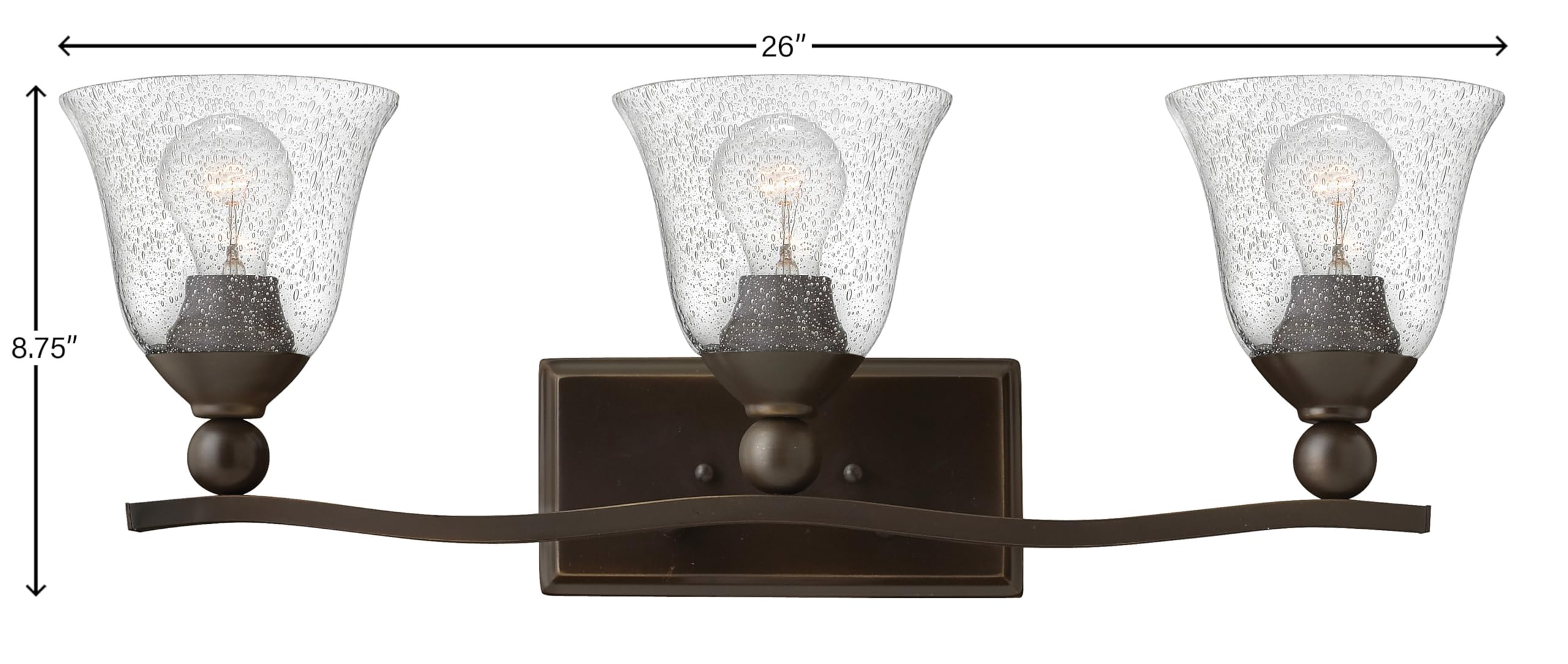 Hinkley Bolla Collection Transitional 3-Light Bathroom Vanity Light Fixture in Olde Bronze with Clear Seedy Glass - Perfect for Modern Bathrooms, Powder Rooms & Spa-Style Decor