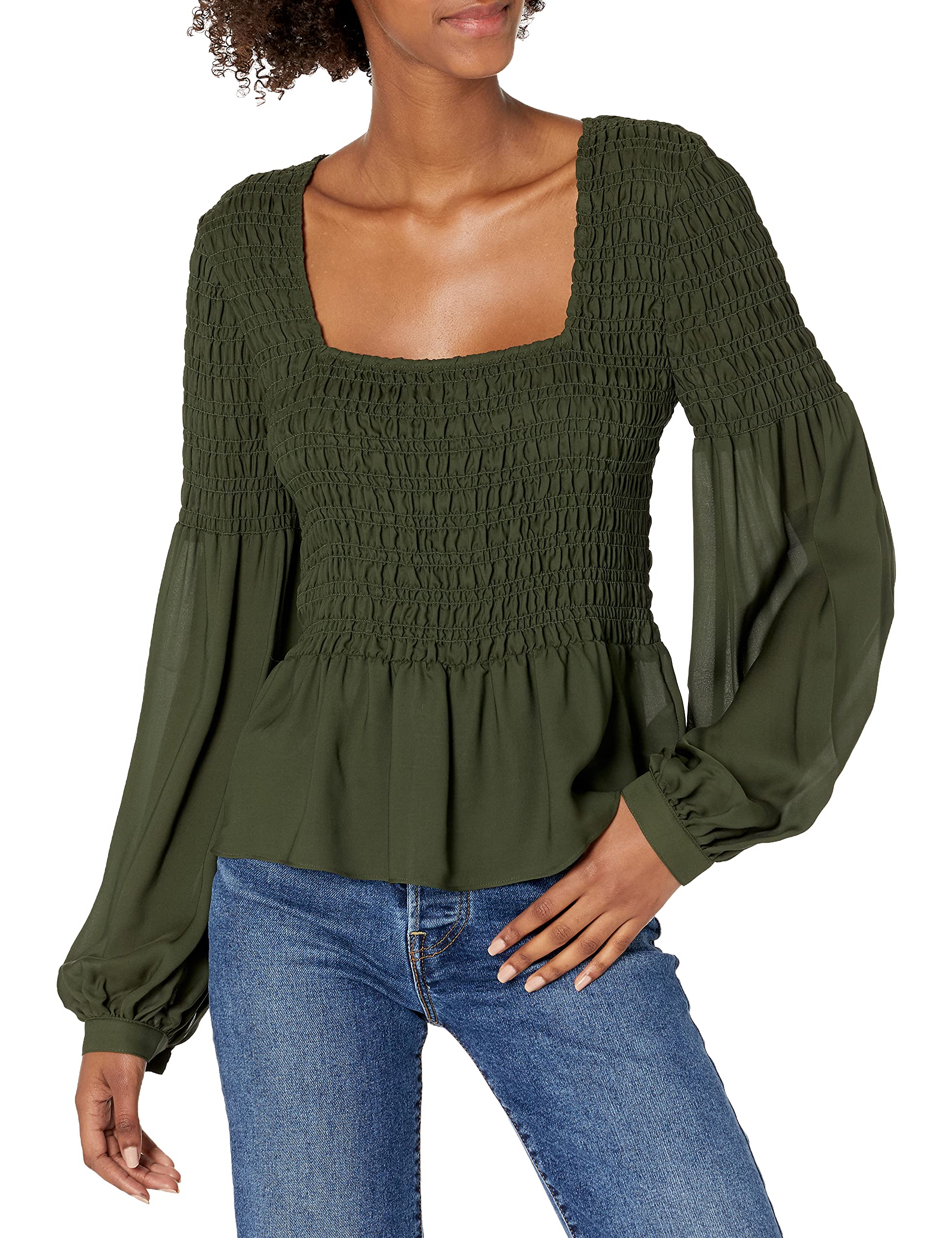Parker Women's Dara Long Sleeve Smocked Blouse - Elegant Ruffle Top for Work, Office & Casual Outfits | Flowy Shirt for Spring & Fall Seasons