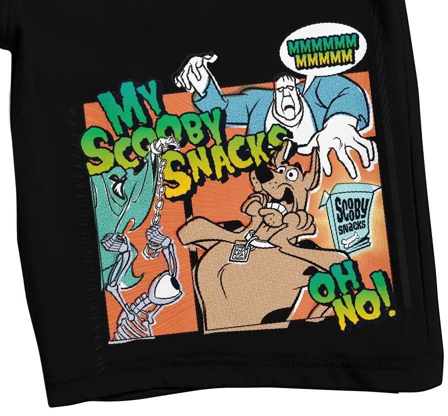 Scooby Doo Scooby Snacks Men's Black Sleep Pajama Shorts - Comfortable Lounge Pants for Cartoon Fans, Sleepwear & Home Relaxation