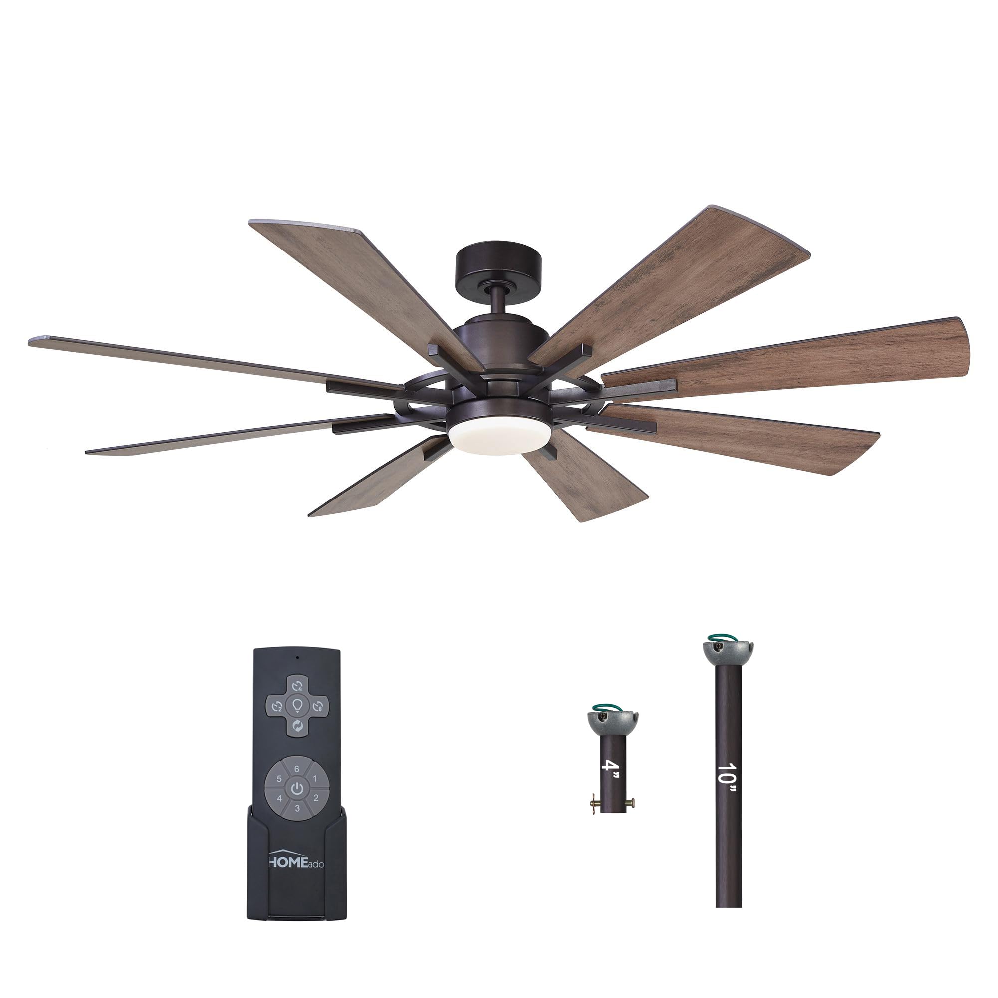 60 Inch Farmhouse Ceiling Fan with LED Light & Remote Control - Bronze Finish, 6-Speed Reversible DC Motor - Perfect for Living Room, Bedroom & Outdoor Covered Patios | Parrot Uncle