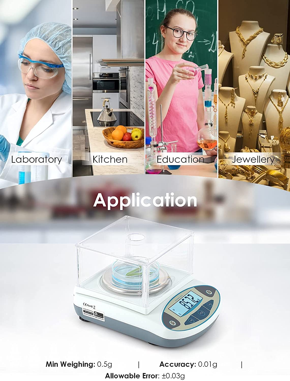 CGOLDENWALL 1000g x 0.01g Precision Digital Analytical Lab Scale - High Accuracy Jewelry & Scientific Balance with 0.01g Resolution, 110V - Perfect for Laboratories, Jewelry Weighing & Research Applications