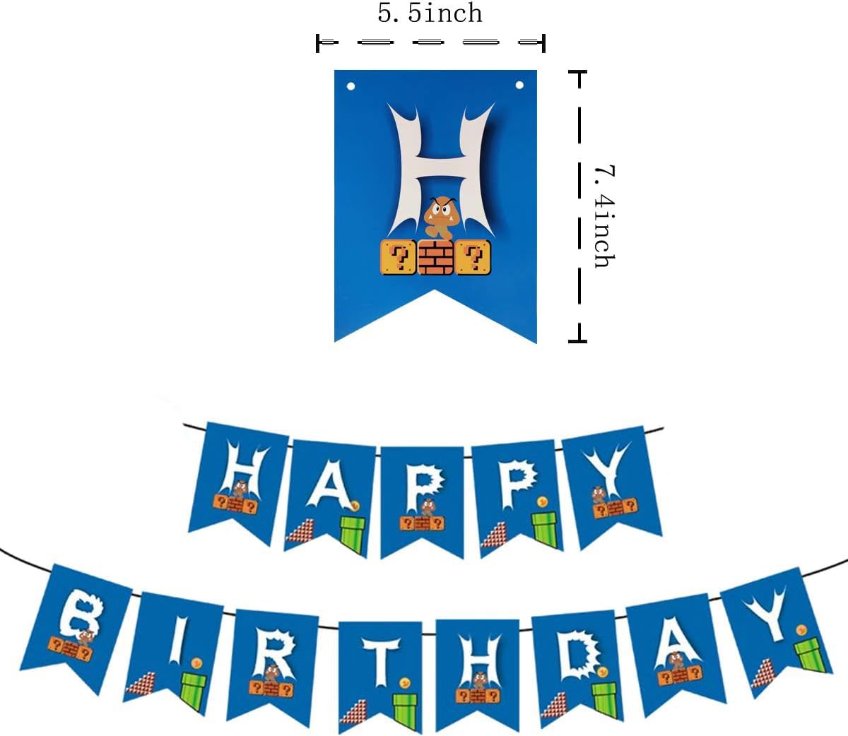 Super Mario Birthday Banner - Video Game Themed Party Decorations for Kids & Adults - Perfect for Birthday Parties, Gaming Events & Themed Celebrations