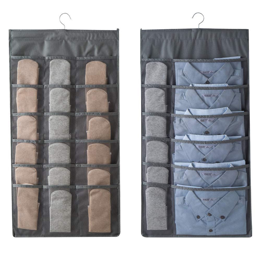 Rotating Metal Hanger Bra Organizer - Extra Large Dual Sided Wall Shelf Wardrobe with Mesh Pockets for Bras, Socks & Underwear | Space Saving Closet Storage Solution for Bedroom & Dorm Organization