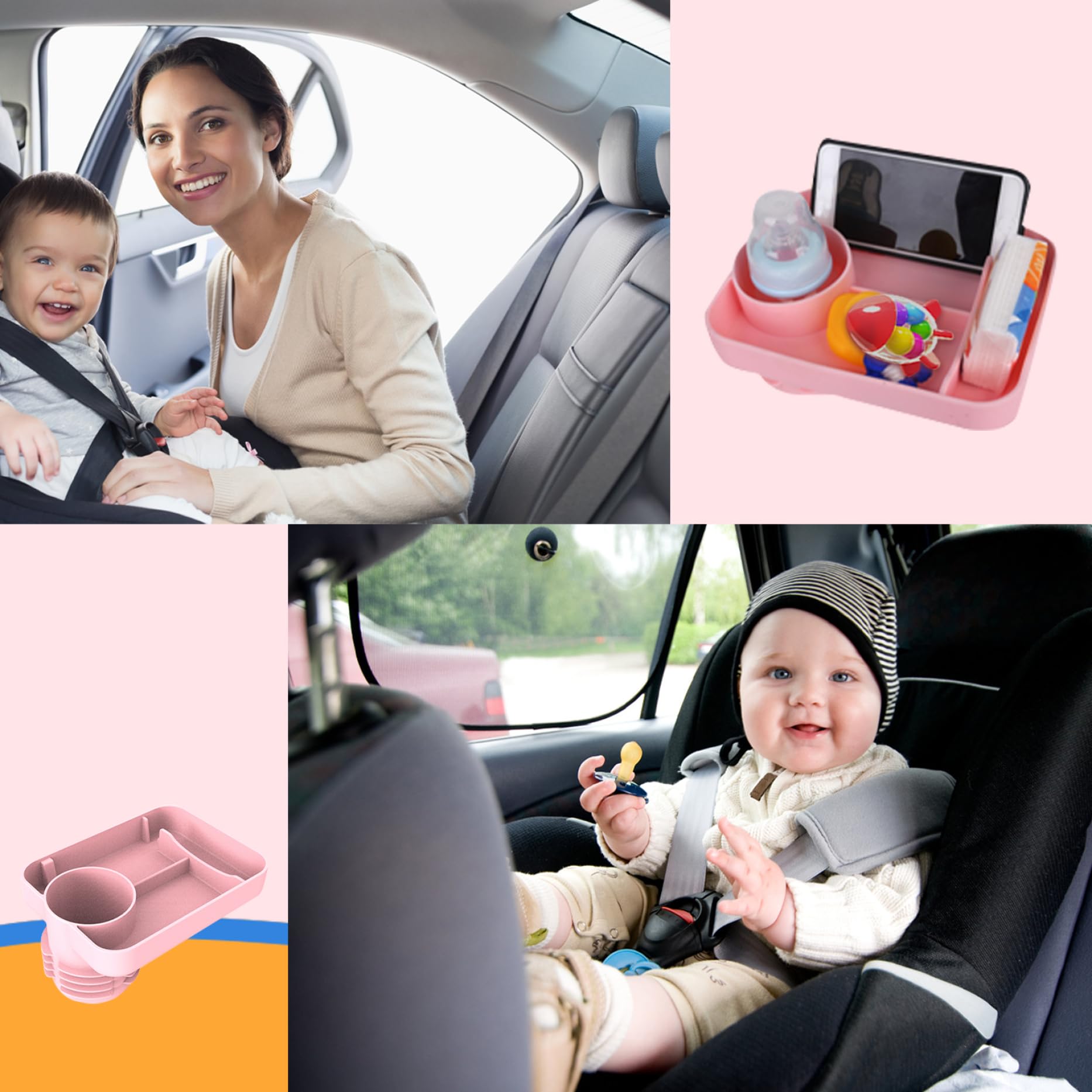 Kids Travel Tray for Car Seat - Multi-Use Toddler Car Seat Organizer with Heat-Resistant Silicone Surface | Perfect for Snacks, Toys, Tablets & Phones | Ideal for Road Trips, Family Vacations & Daily Commutes