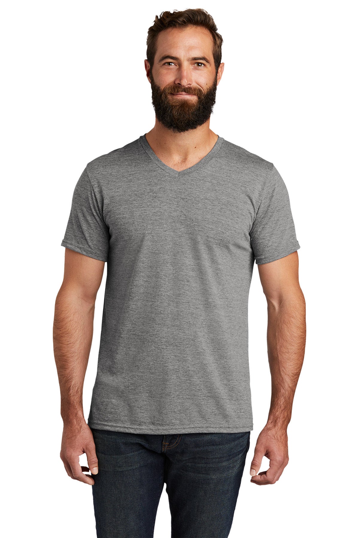Premium Allmade Unisex Tri-Blend Custom V-Neck T-Shirt - Aluminum Grey | Soft & Comfortable for Casual Wear, Gym & Everyday Outfits
