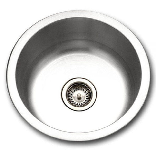 Houzer 18-Inch Stainless Steel Drop-In Topmount Round Single Bowl Bar Sink - Commercial Grade Prep Sink for Restaurants, Bars & Home Kitchens - Perfect for Food Prep, Drink Mixing & Dishwashing