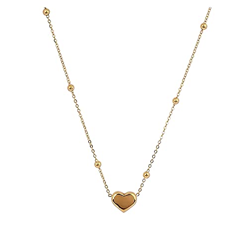 Trendy Heart Pendant Necklace for Women - Minimalist Clavicle Chain with Love Heart Charm - Elegant Fashion Jewelry for Daily Wear, Date Night & Special Occasions (One Size)