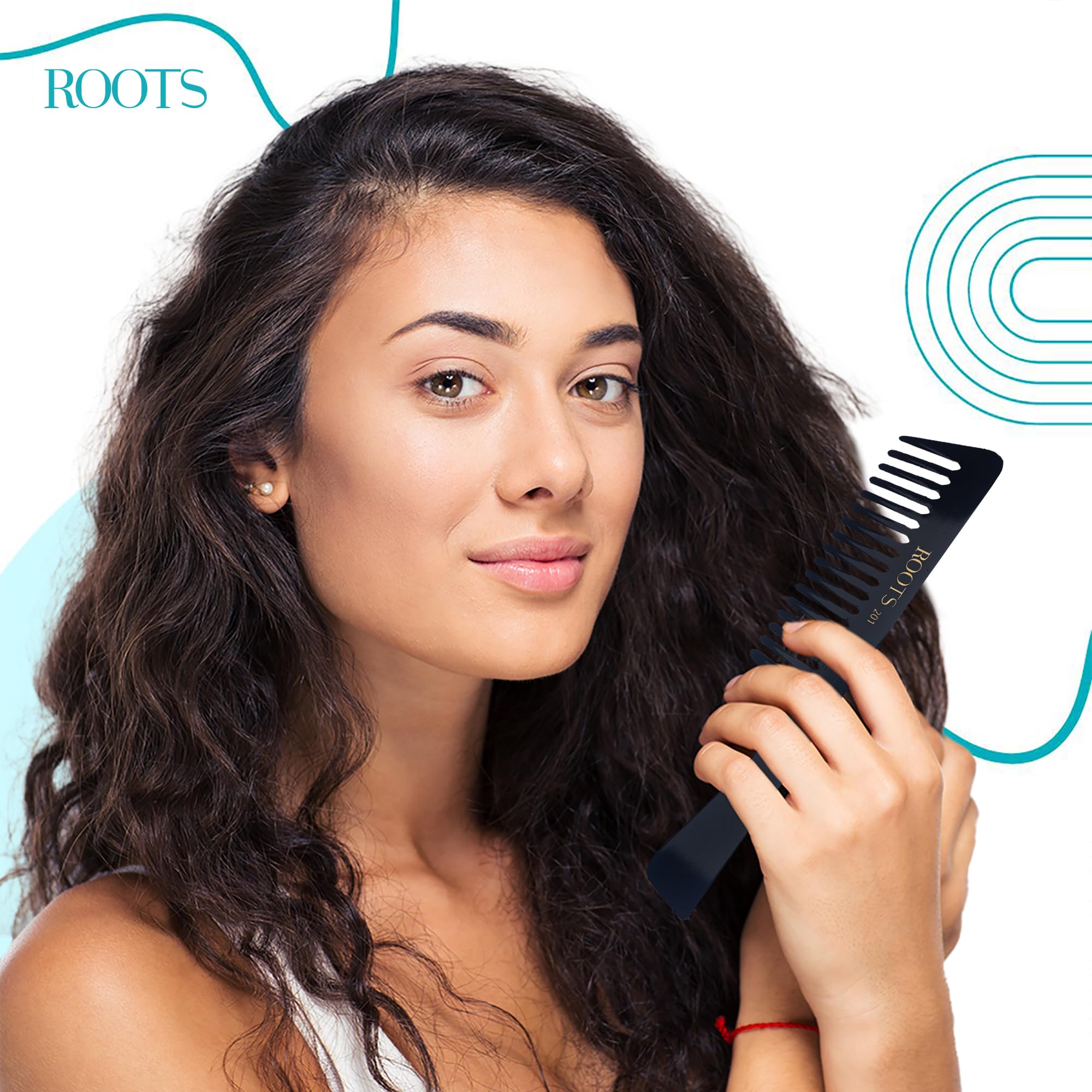 Roots Professional Detangling & Shampoo Comb - Black Fine Teeth Paddle Comb for Men & Women - Lightweight Hair Styling Tool for Daily Use - Pack of 1 (Model 201) - Perfect for Wet Hair, Thick Curly Hair & Salon Styling