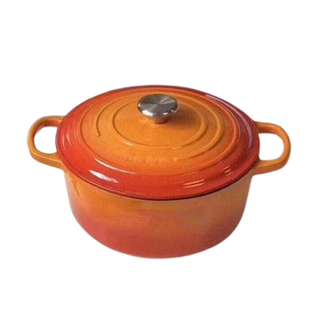 Premium AIBAB Enameled Cast Iron Dutch Oven - 24cm Orange Braising Pan with Non-Stick Coating, Excellent Heat Retention & Versatile for All Stovetops (Gas, Electric, Induction) - Perfect for Soups, Stews, Baking & Slow Cooking