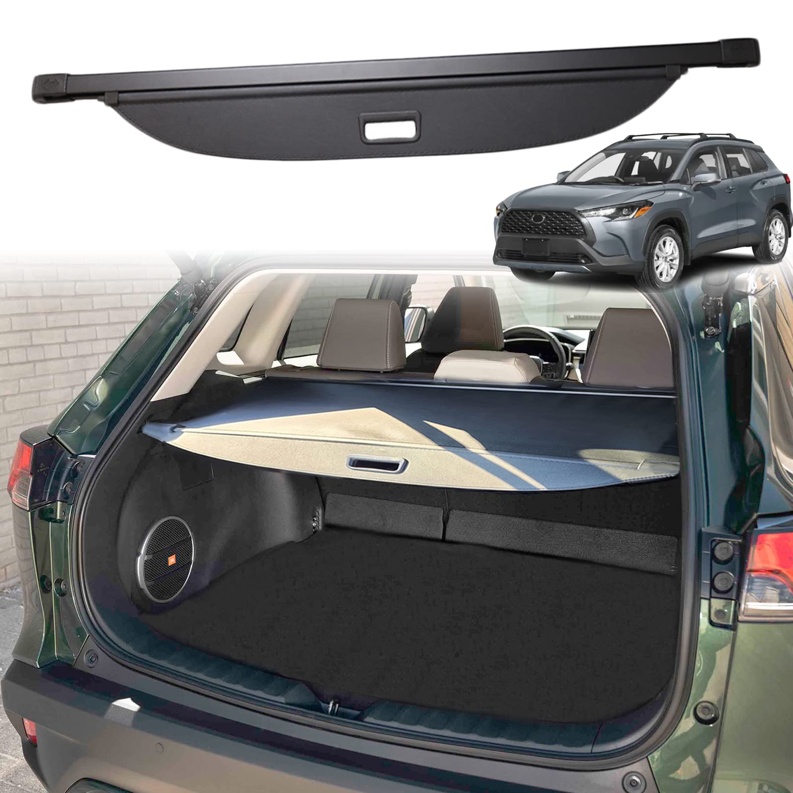 2022-2025 Toyota Corolla Cross Cargo Cover - Retractable Trunk Liner, Luggage Security Shield & Sun Shade (Fits Gas Models Only, Not for Hybrid/Leather) | Perfect for Road Trips, Grocery Hauling & Vehicle Protection