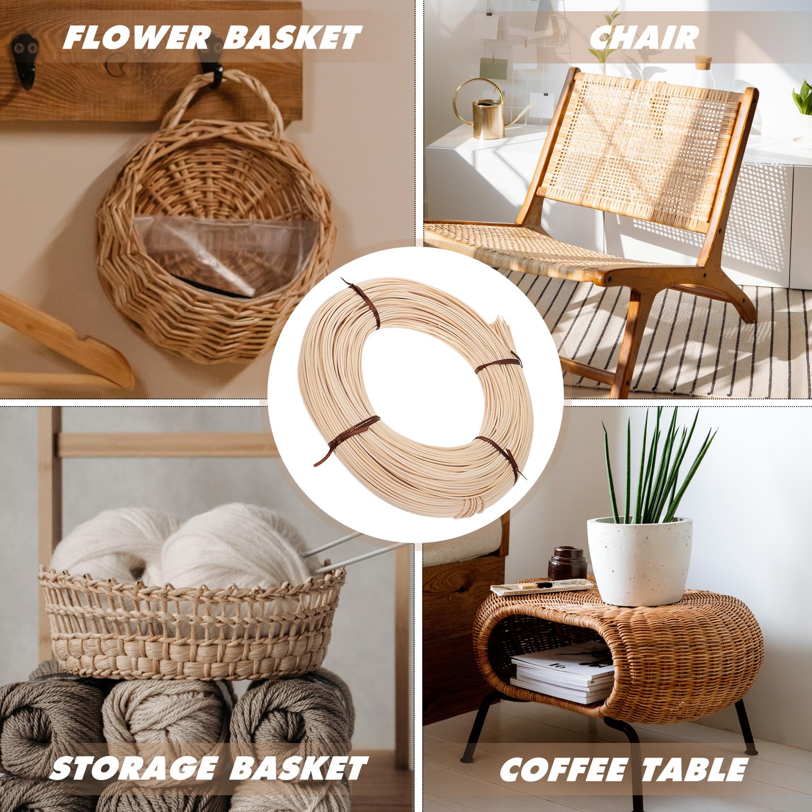 VILLCASE 1 Roll Natural Rattan Caning Material - Premium Cane Webbing Roll for Chair Repair & DIY Basket Making - Durable Wicker Weaving Supplies for Patio Furniture, Garden Decor & Home Crafts - Perfect for DIY Projects, Furniture Restoration & Handmade Decor