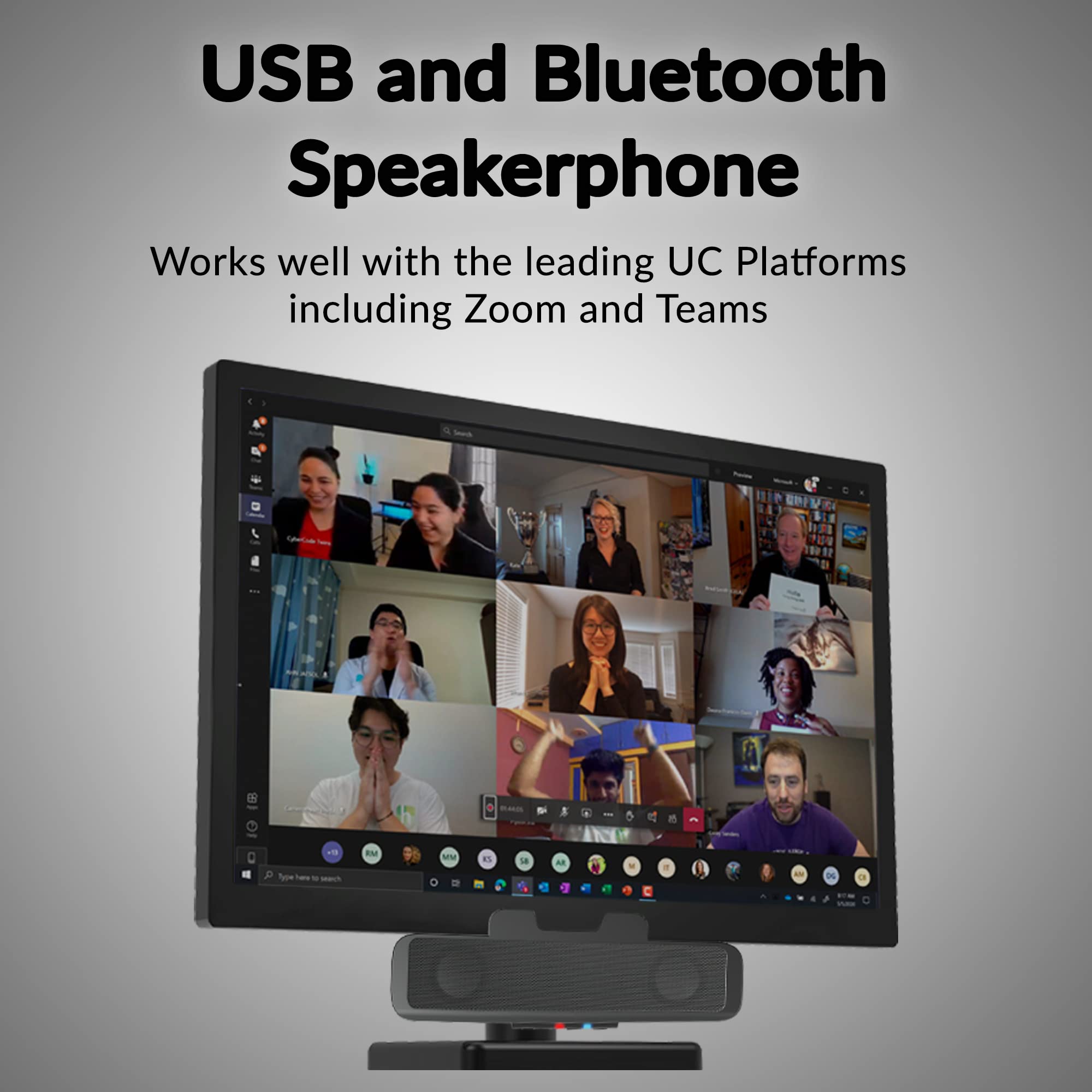 Cyber Acoustics CA-2890BT Dual USB & Bluetooth Soundbar - Computer Monitor Speaker with Built-in Mic for Calls, Clamp Mount Design - Perfect for Home Office, Gaming & Video Conferencing