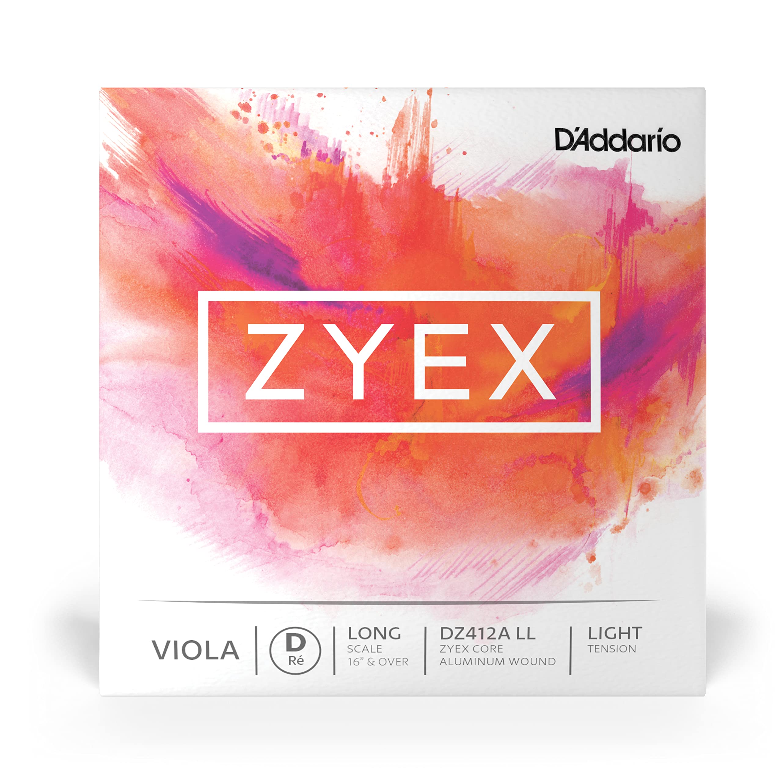 D'Addario Zyex Viola Strings - D 4/4 Long Scale Aluminum Light Gauge for Professional Violists | Perfect for Classical & Orchestral Performances