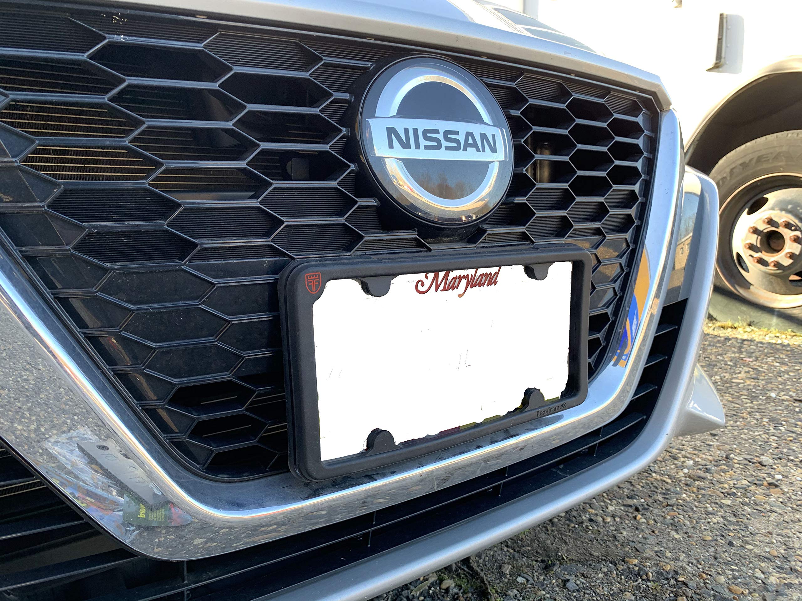 NASA-Style Rubber License Plate Frame for Nissan - Durable Bumper Guard for Cars & Trucks