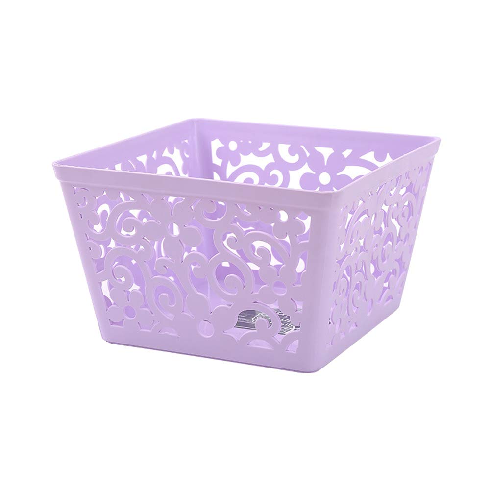 Cabilock Hollow Plastic Fruit Plate - Stackable Storage Box for Fruits, Cosmetics & Sundries - Carved Design (Purple) | Perfect for Kitchen Countertop, Bathroom Organization & Party Serving