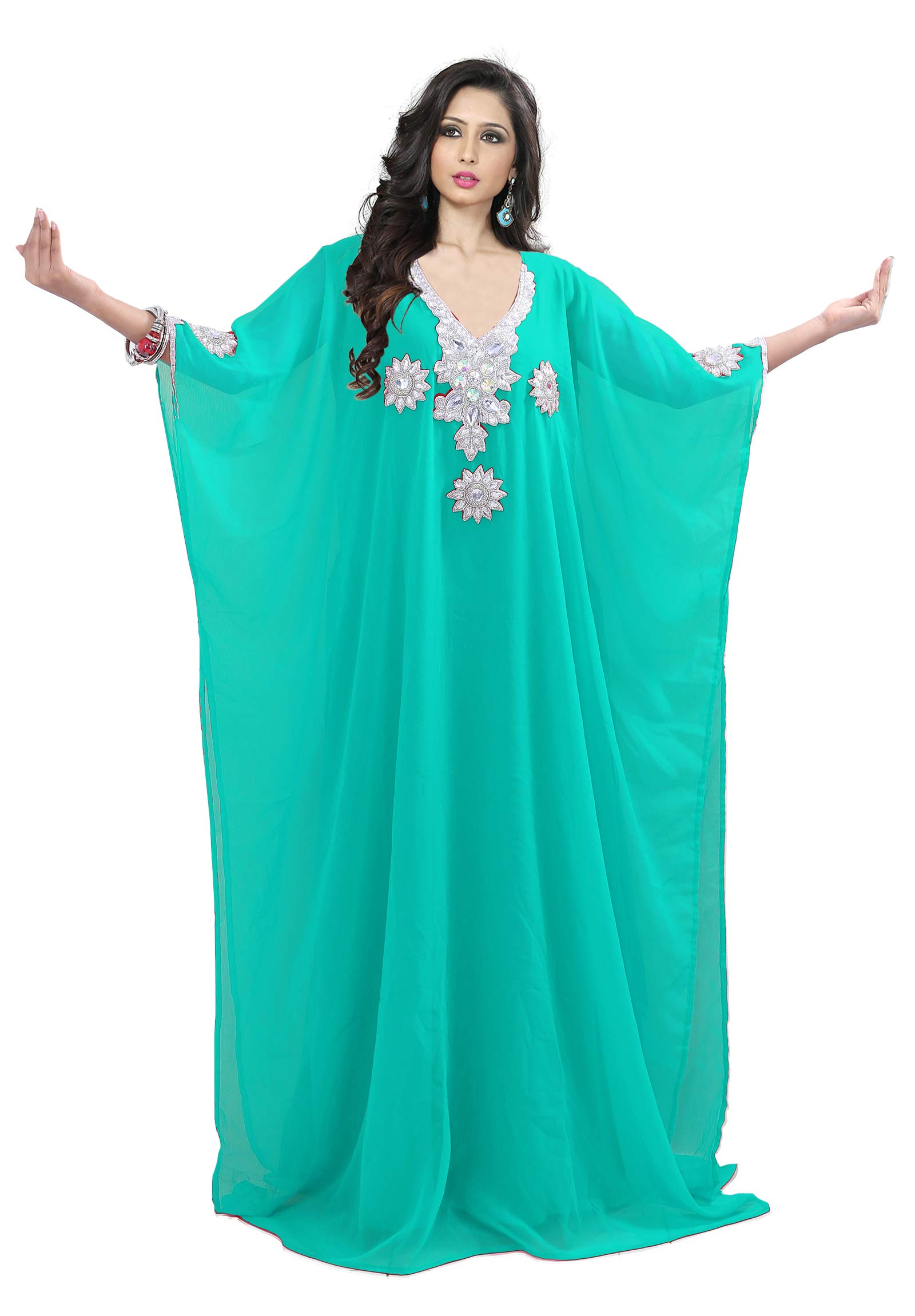 Women's Kaftan Farasha Kimono Long Dress - Free Size Beach Cover Up for Summer, Vacation, Poolside & Boho Fashion