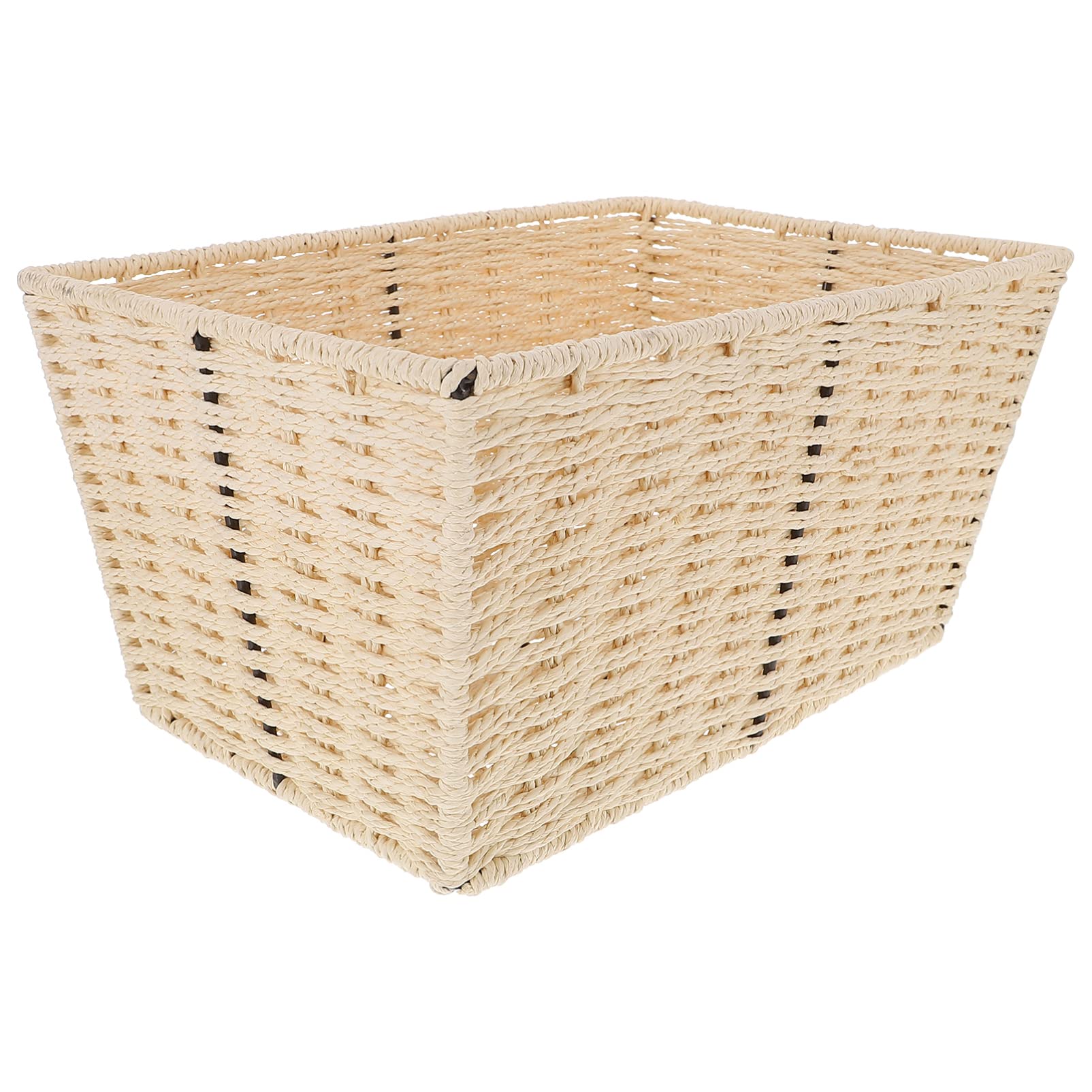 VOSAREA Woven Storage Basket - Handled Wicker Organizer for Cosmetics, Laundry, Toiletries & Kids Supplies | Natural Paper Rope Decorative Basket for Bathroom, Nursery & Home Organization