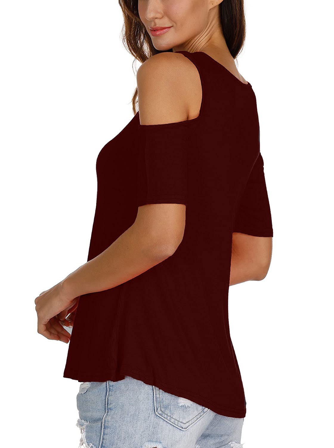 Women's Casual V-Neck Cold Shoulder Tunic Tops - Flowy Summer Blouse Shirts for Women | Perfect for Beach, Vacation & Everyday Wear