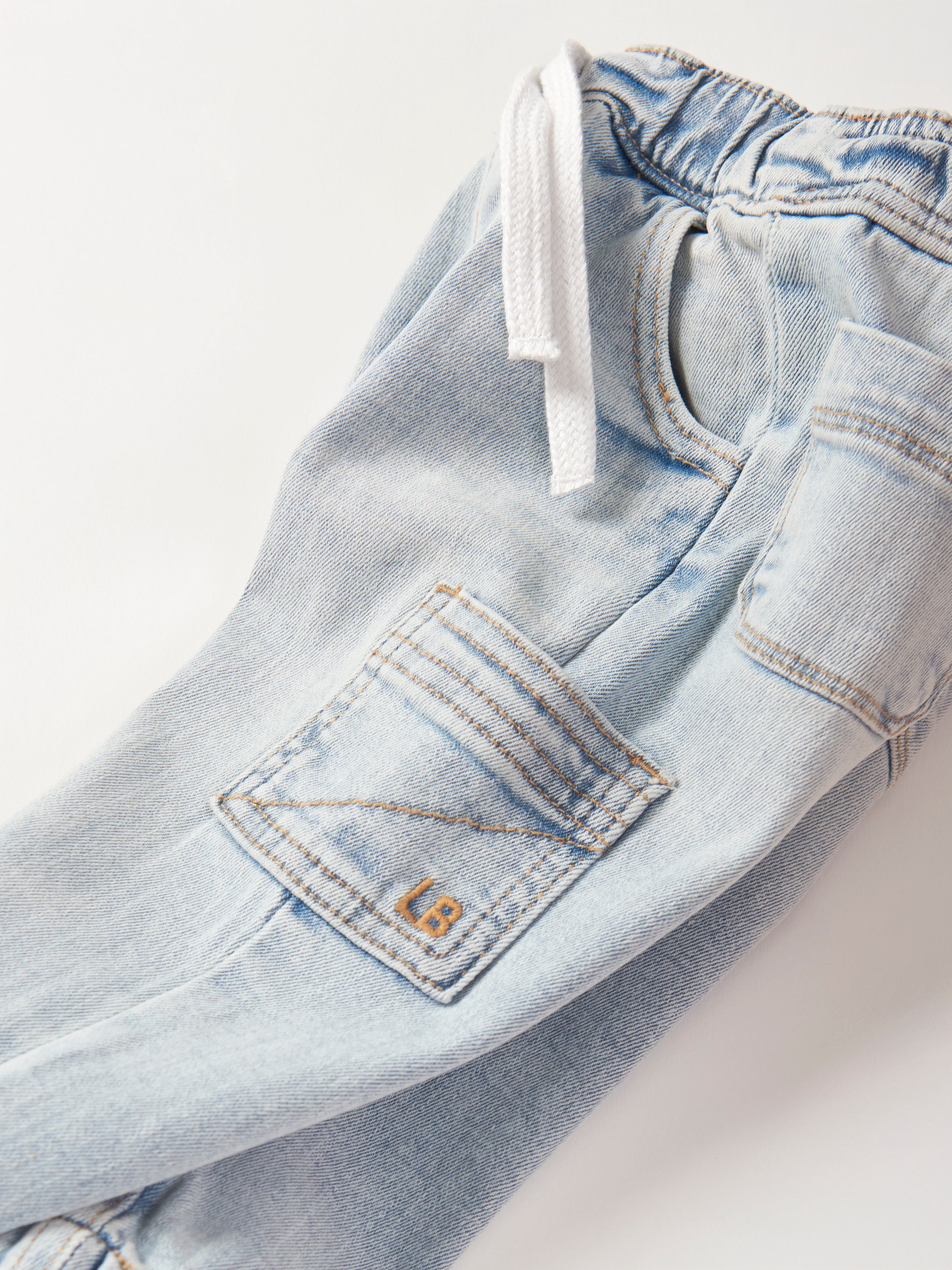 Stylish Light Wash Cargo Denim Joggers for Men - Comfortable & Trendy Casual Pants for Everyday Wear, Workout, or Outdoor Activities