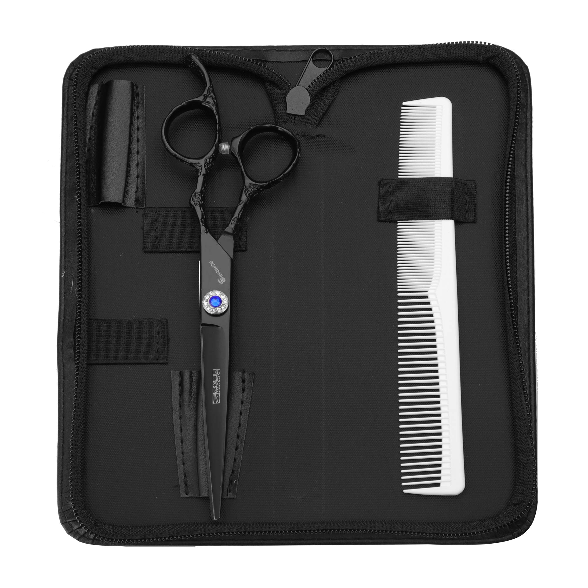 7” Professional Hair Cutting Scissors - Ultra Sharp Stainless Steel Barber Shears for Stylists & Home Use | Perfect for Hairdressing, Trimming & Styling (Black)