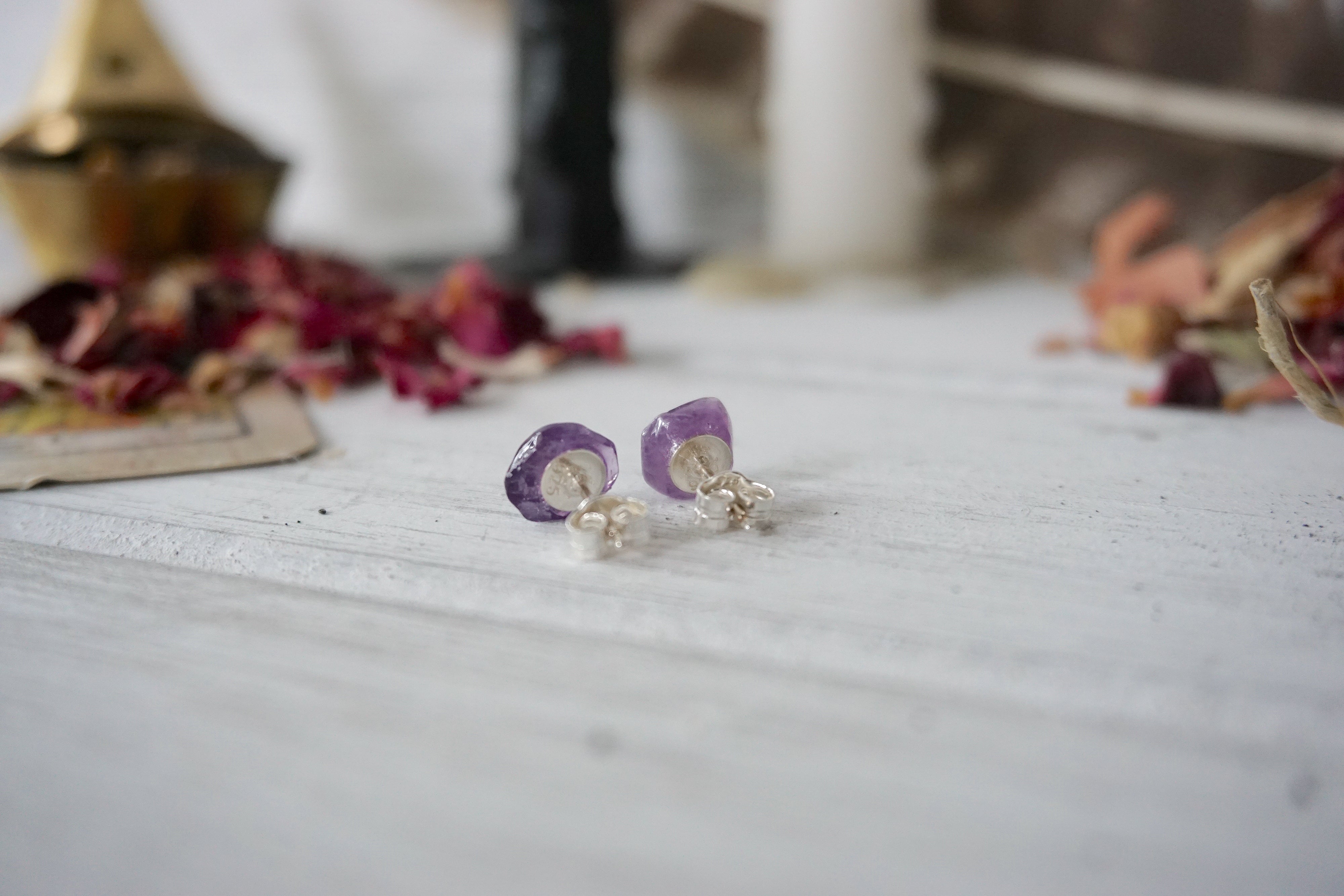 AURA STUD EARRINGS COLLECTION - Genuine Amethyst Crystal Stud Earrings for Women | Elegant Purple Gemstone Jewelry for Everyday Wear, Gift Giving & Special Occasions
