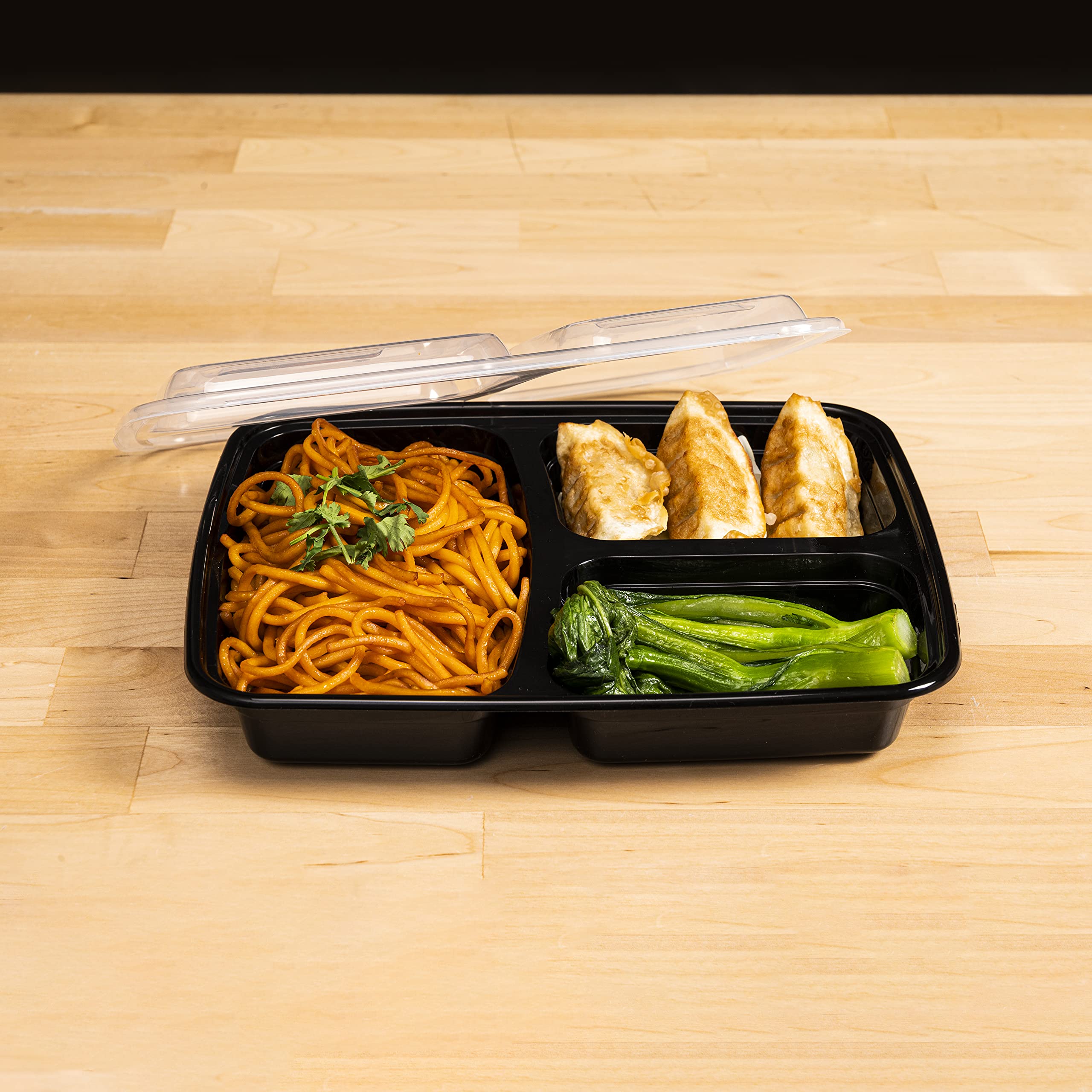 TIYA 33 oz Takeout Food Containers Bulk 150 Pack with Lids - Reusable BPA-Free Plastic Compartment To-Go Boxes - Microwave & Dishwasher Safe for Restaurants, Meal Prep, Catering & Leftovers Storage - Leak-Proof Design for Secure Food Transport