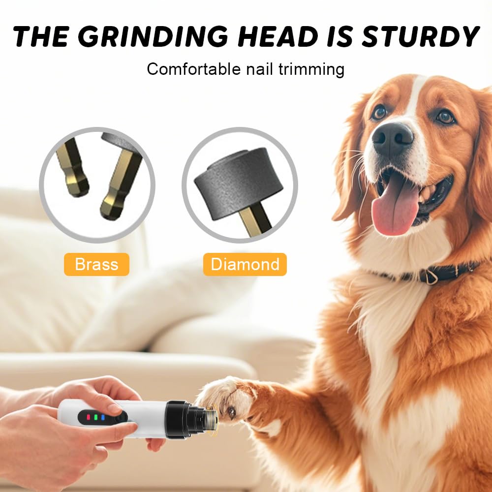 Heusom Silent Groom Pro Nail Grinder for Dogs & Cats - Rechargeable USB Pet Nail Trimmer with Low Noise Design - Safe & Gentle Paws Grooming Tool for Puppies & Adult Pets - Perfect for Home Grooming & Professional Use (1 Set)