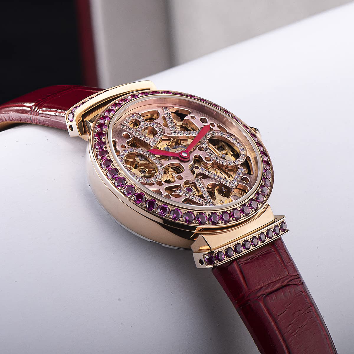 Luxury Rose Gold Automatic Women's Watch with Skeleton Dial - Genuine Leather Strap - Perfect for Business, Party & Everyday Wear