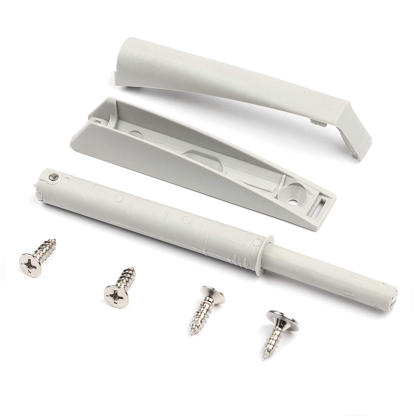 Magnetic Cabinet Door Latches 4 Pack - Soft Close Push to Open Latches, Light Gray Quiet Closers for Kitchen & Cabinet Doors - Perfect for Home, Office, and RV Storage Organization